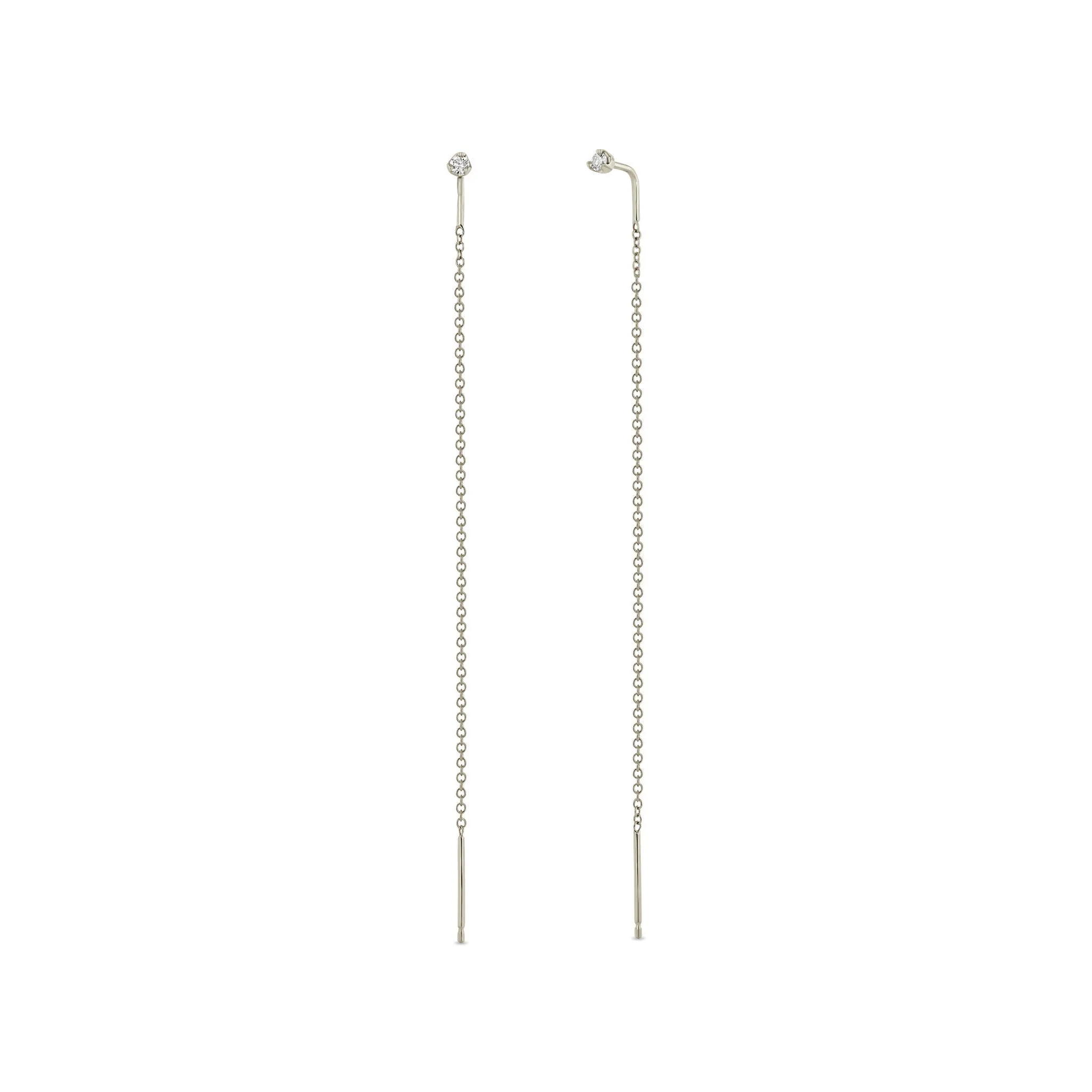 14k Prong Diamond Threader Earrings sold by Zoe Chicco product image thumbnail 4