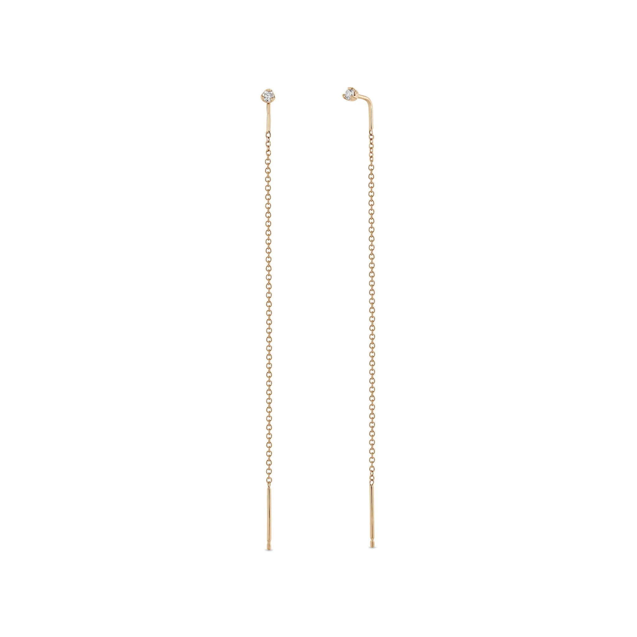 14k Prong Diamond Threader Earrings sold by Zoe Chicco product image thumbnail 3