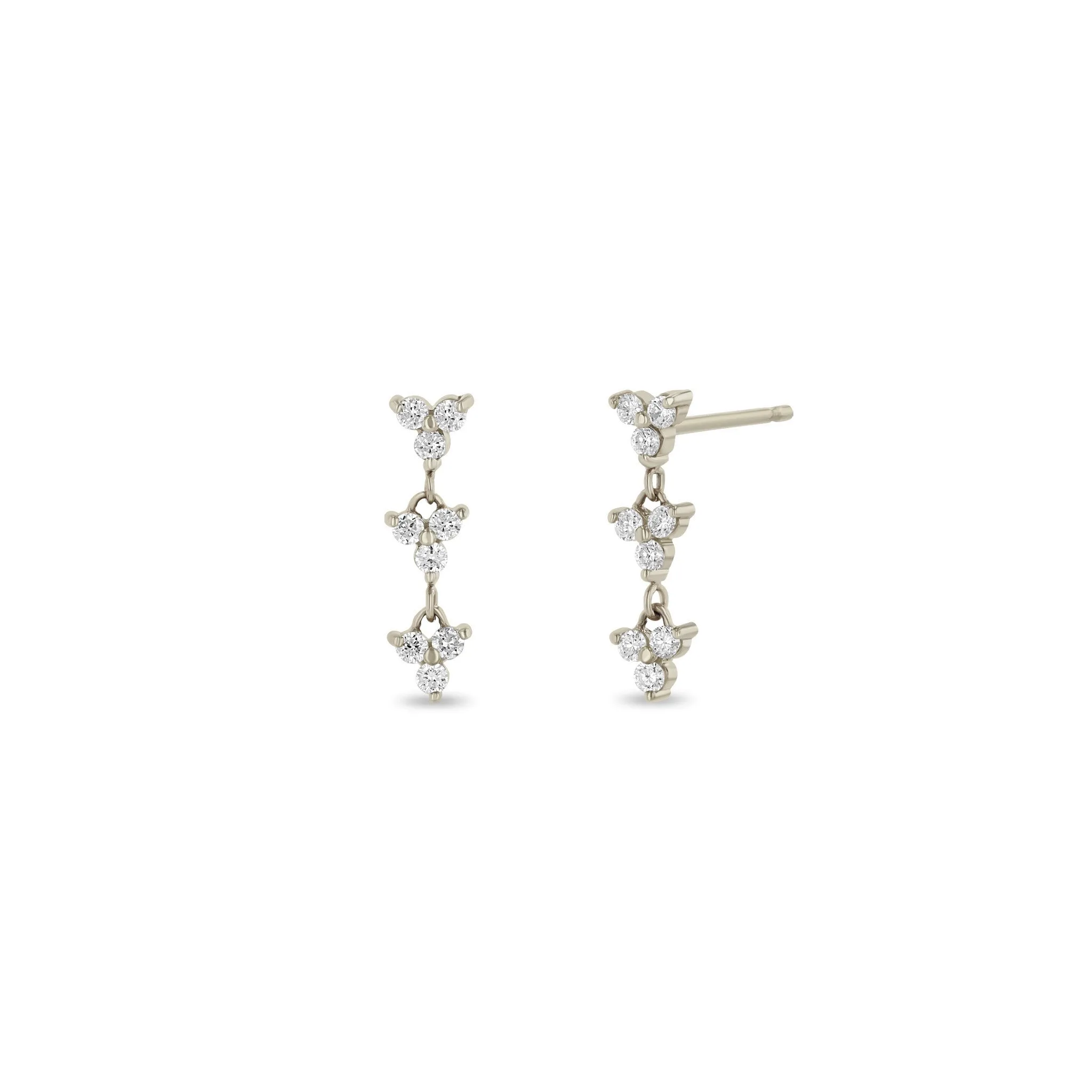 14k Linked Diamond Trio Drop Earrings sold by Zoe Chicco product image thumbnail 4