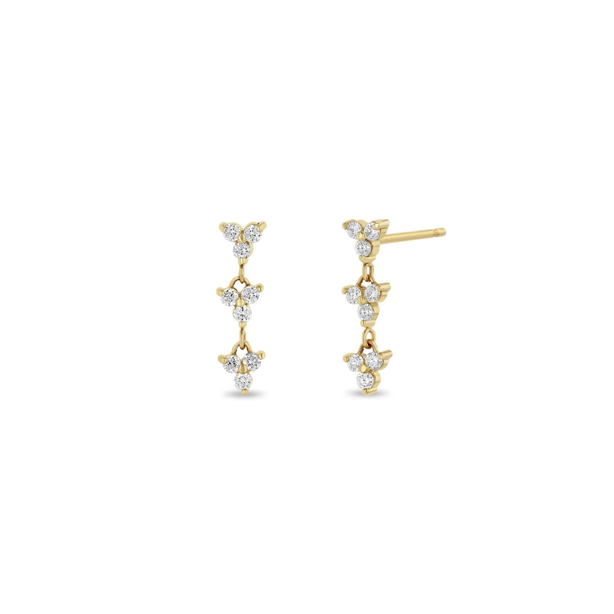 14k Linked Diamond Trio Drop Earrings sold by Zoe Chicco