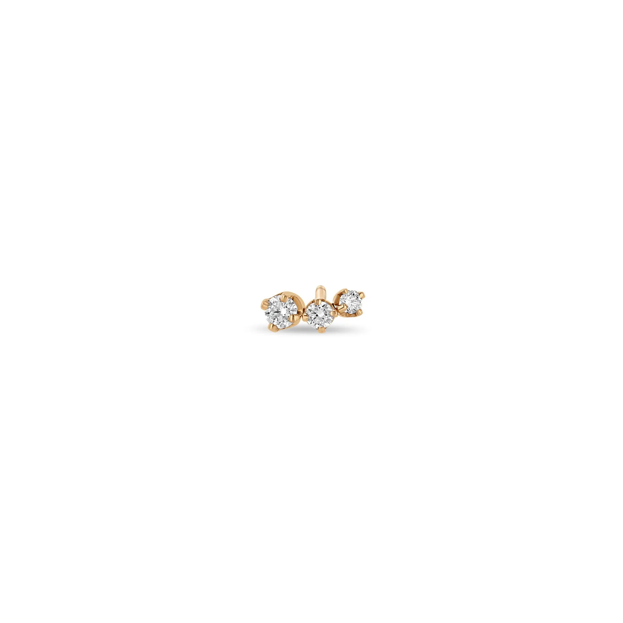 14k 3 Graduated Prong Diamond Curve Studs sold by Zoe Chicco product image thumbnail 4
