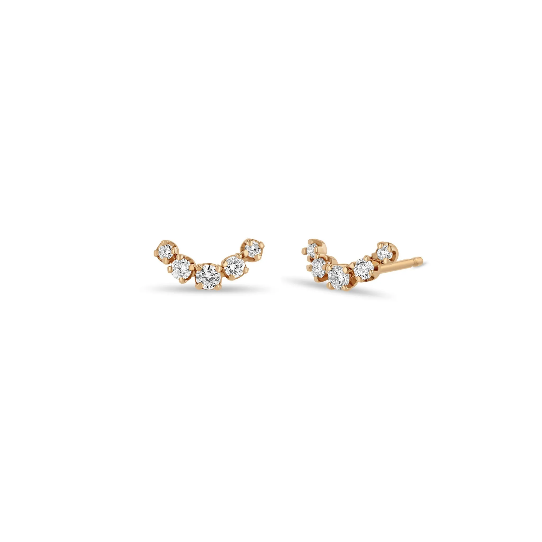 14k 5 Graduated Prong Diamond Curve Studs sold by Zoe Chicco product image thumbnail 3