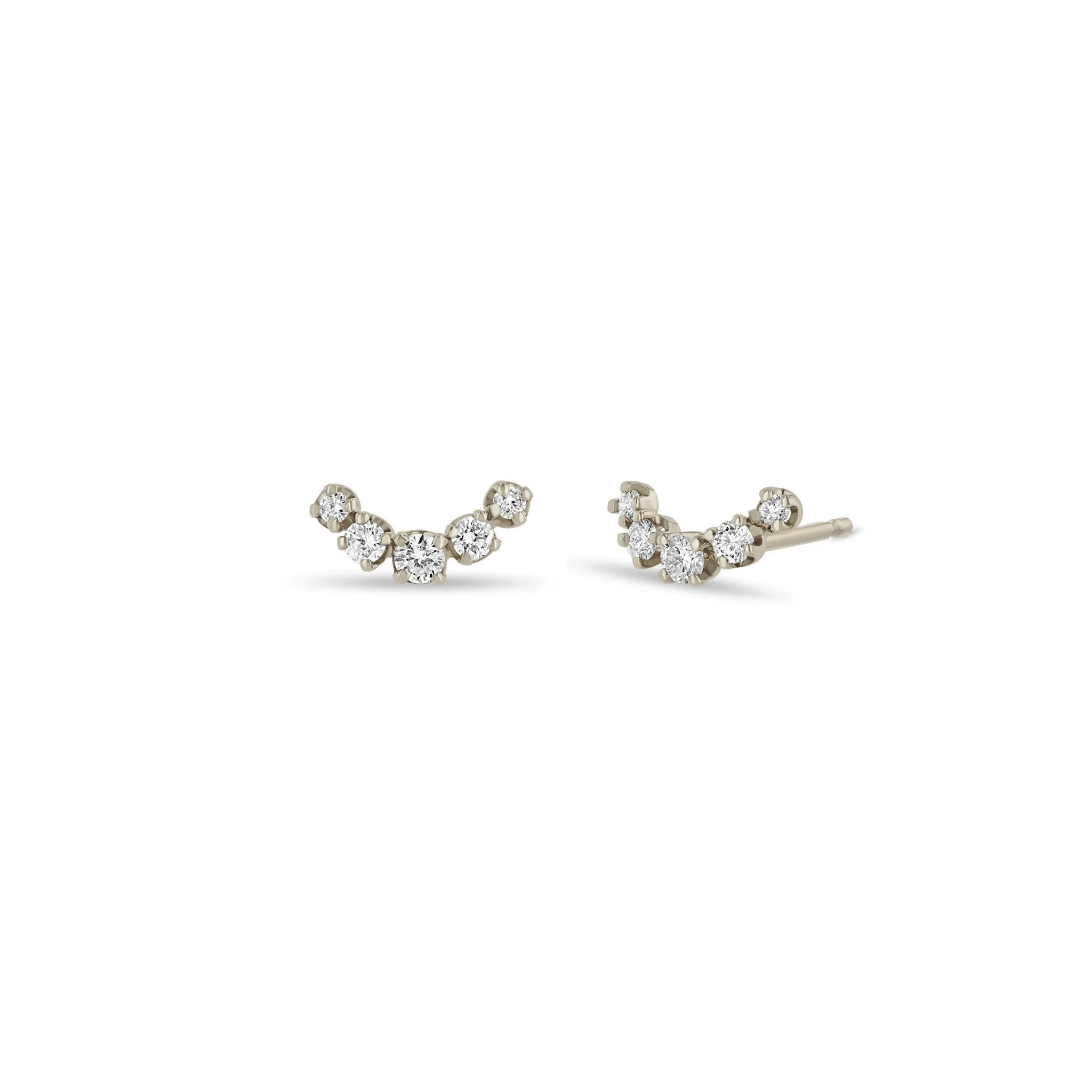 14k 5 Graduated Prong Diamond Curve Studs sold by Zoe Chicco product image thumbnail 4