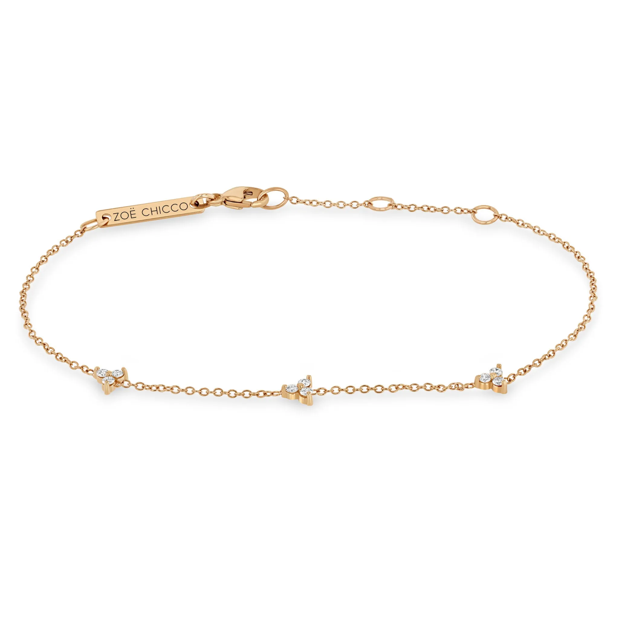 14k 3 Diamond Trio Station Bracelet sold by Zoe Chicco product image thumbnail 4