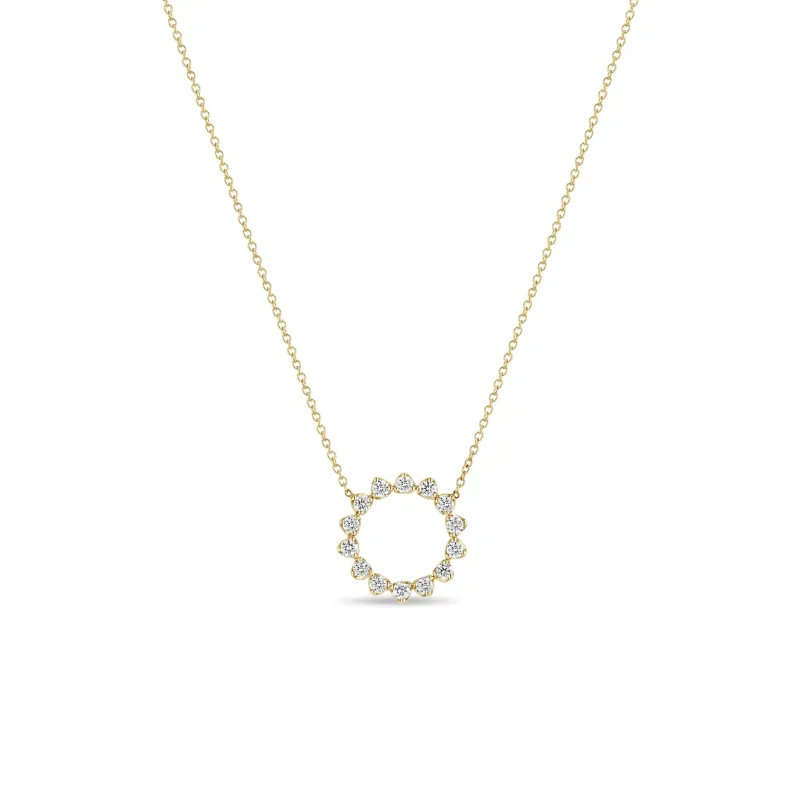 14k Prong Diamond Circle Necklace sold by Zoe Chicco