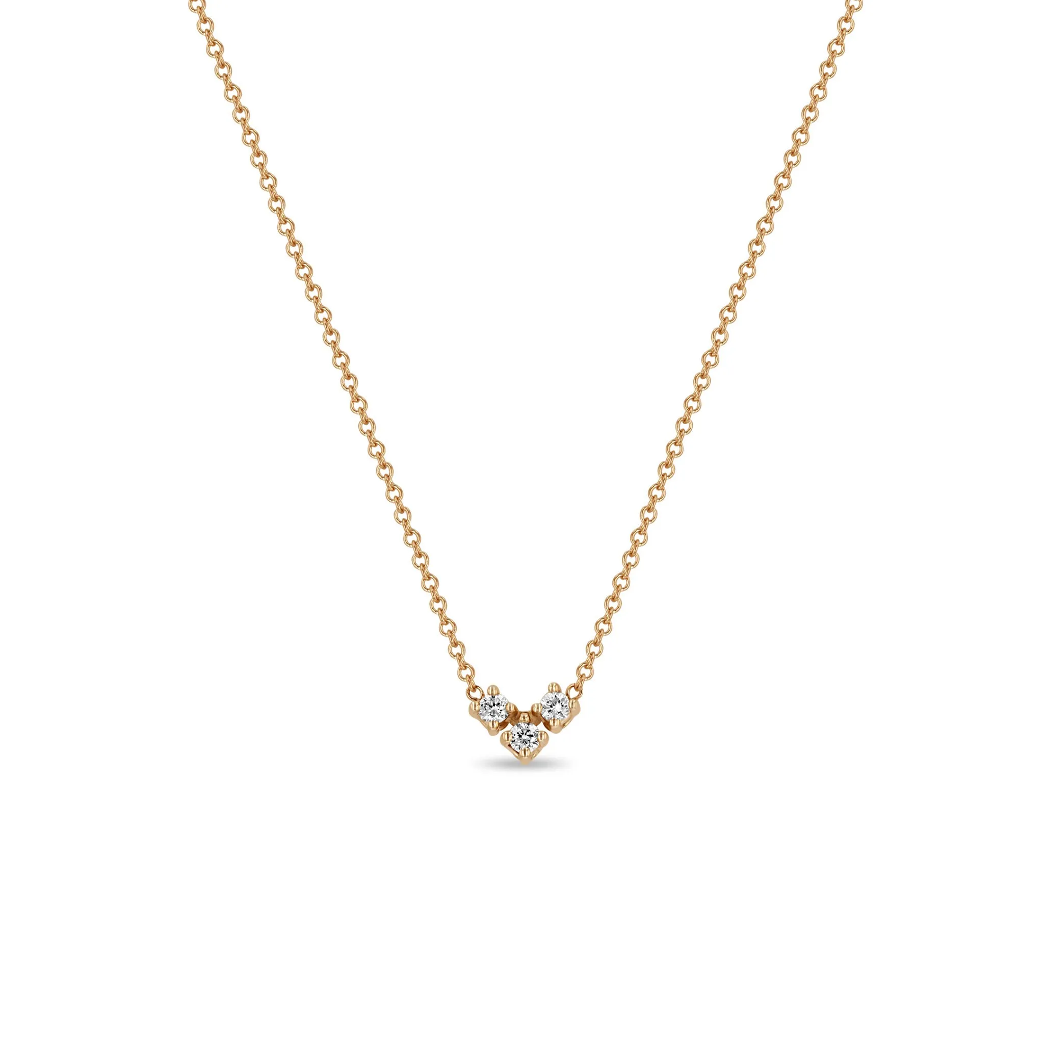 14k Diamond Trio V Necklace sold by Zoe Chicco product image thumbnail 2