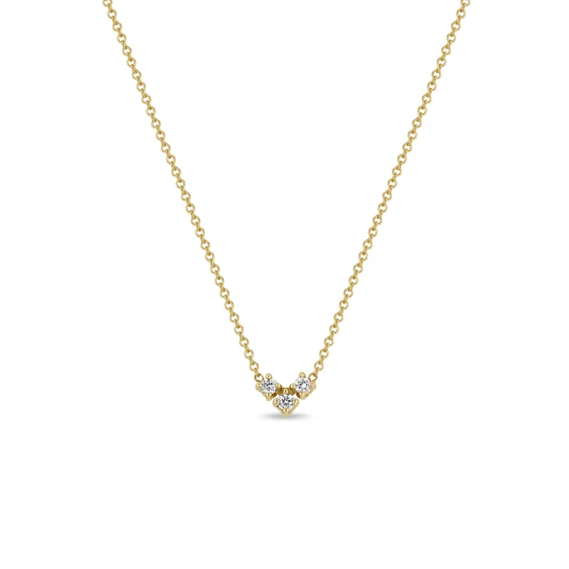 14k Diamond Trio V Necklace sold by Zoe Chicco