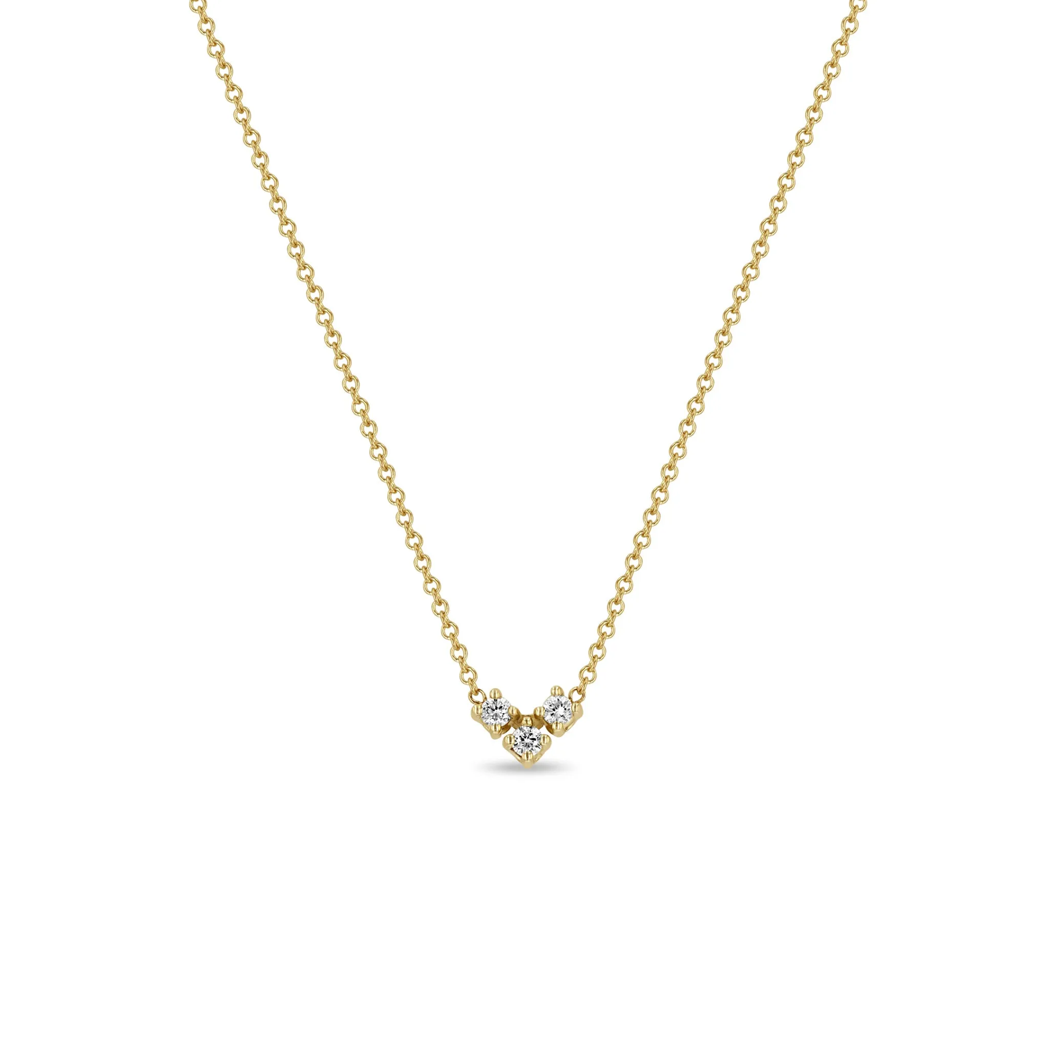 14k Diamond Trio V Necklace sold by Zoe Chicco