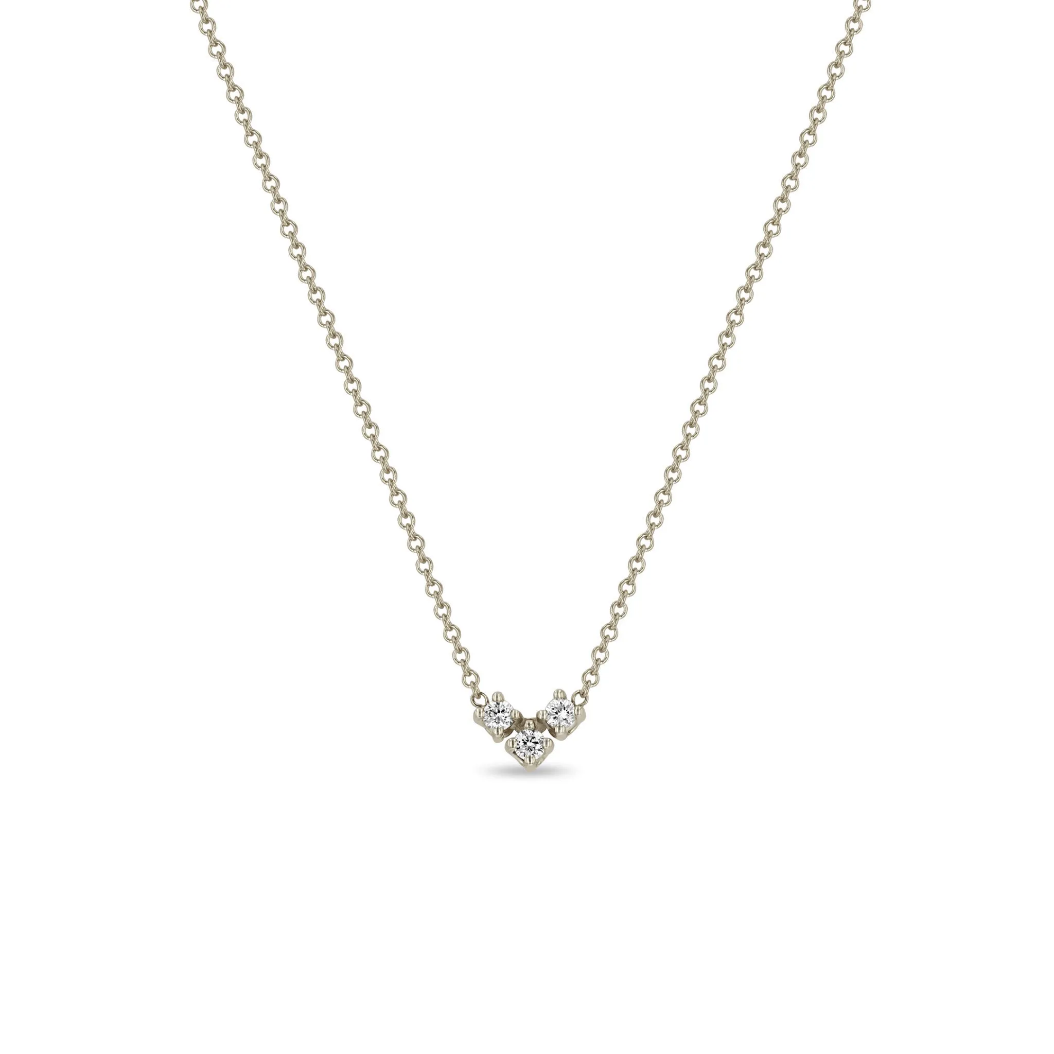 14k Diamond Trio V Necklace sold by Zoe Chicco product image thumbnail 3