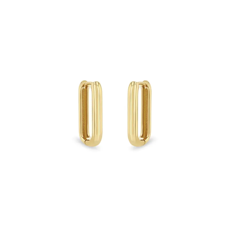 14k Gold Thick Large Oval Hinge Hoops sold by Zoe Chicco