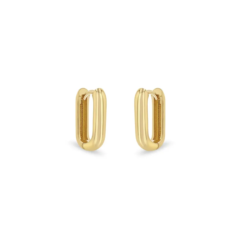 14k Gold Thick Medium Oval Hinge Hoops sold by Zoe Chicco
