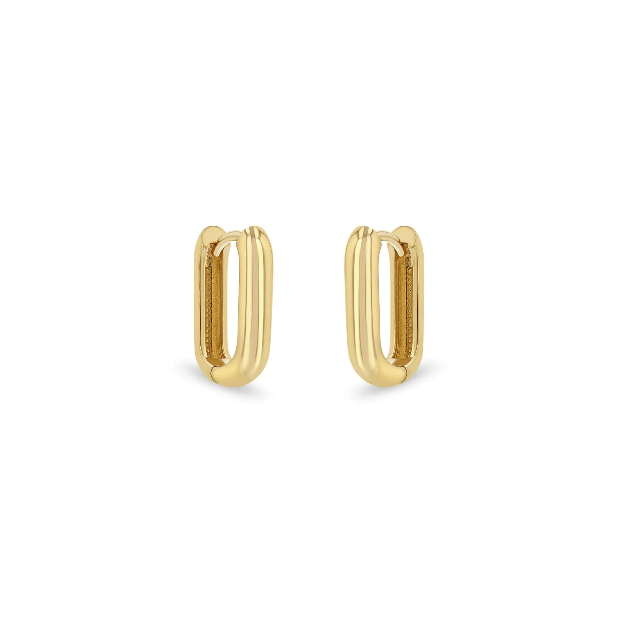 14k Gold Thick Medium Oval Hinge Hoops sold by Zoe Chicco