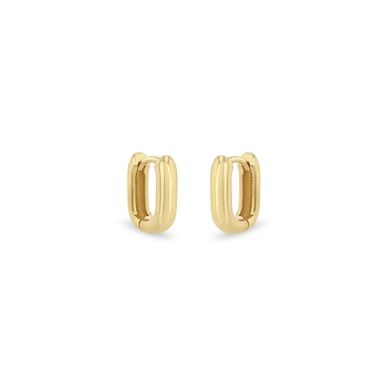 14k Gold Thick Small Oval Hinge Huggie Hoops sold by Zoe Chicco