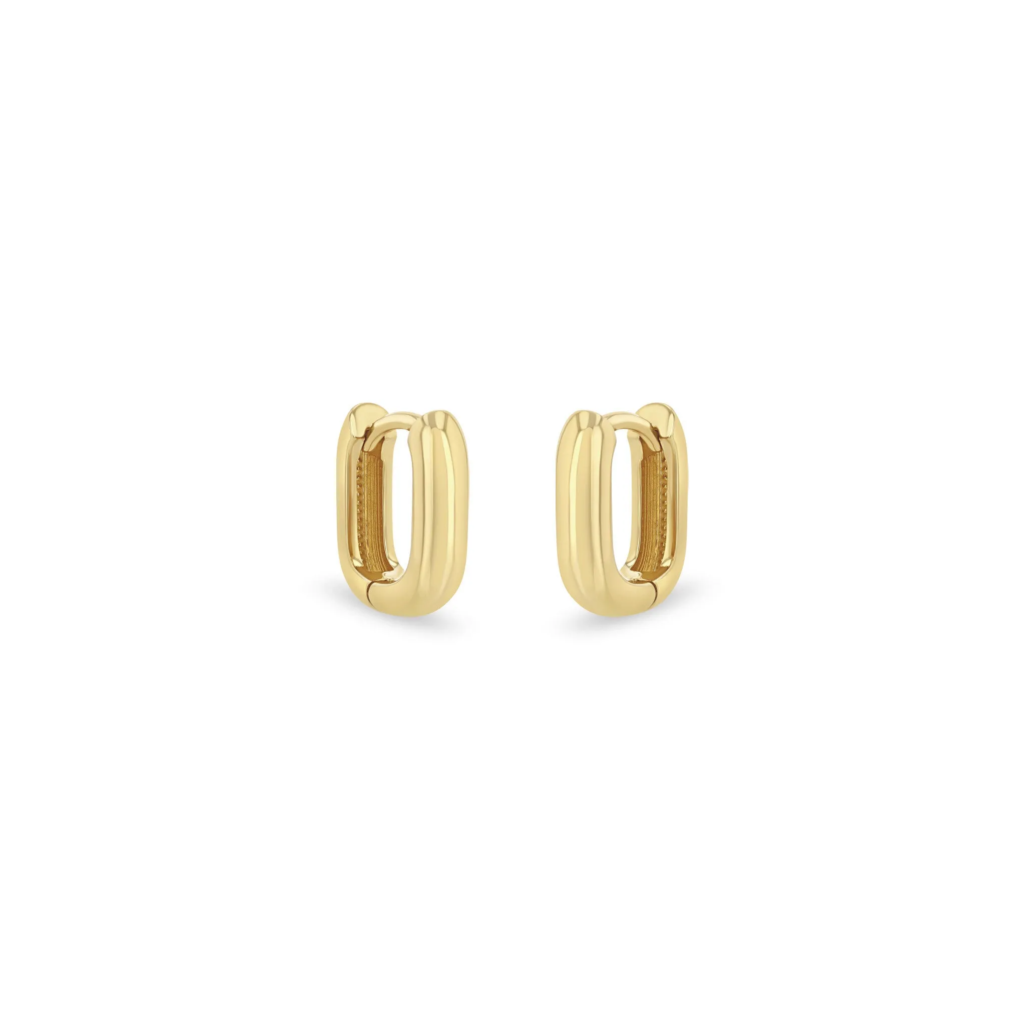 14k Gold Thick Small Oval Hinge Huggie Hoops sold by Zoe Chicco