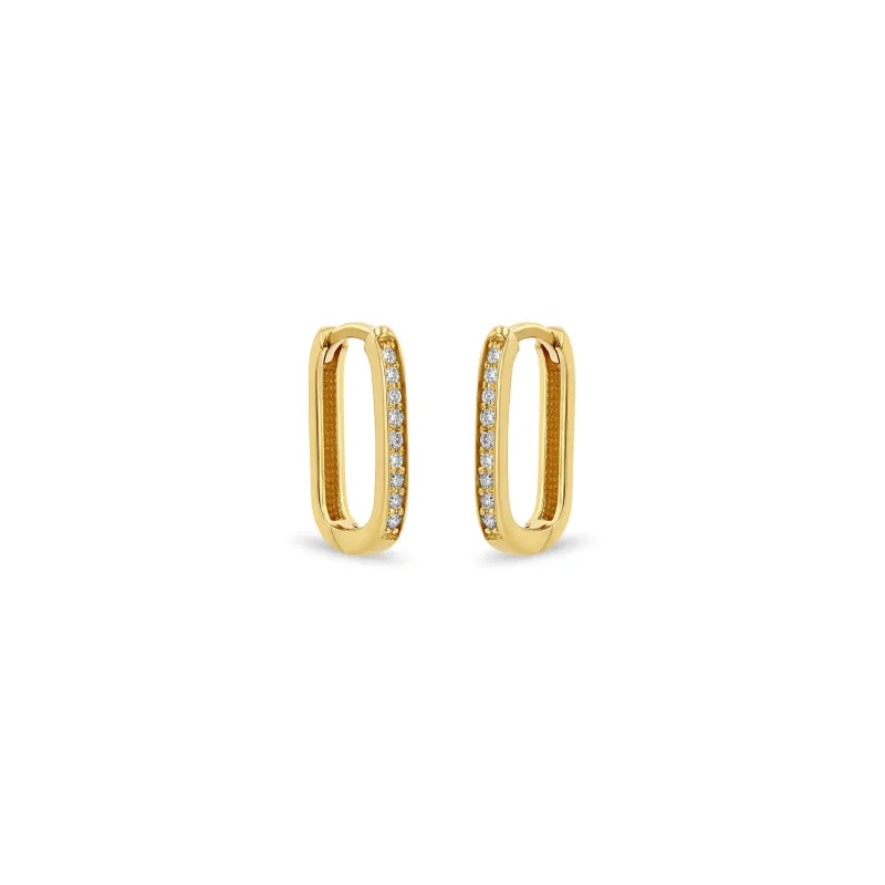 14k Pavé Diamond Thick Medium Oval Hinge Hoops sold by Zoe Chicco