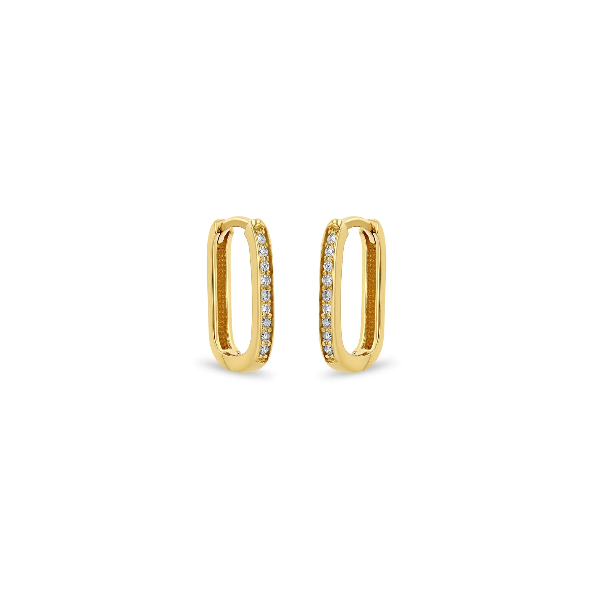 14k Pavé Diamond Thick Medium Oval Hinge Hoops sold by Zoe Chicco