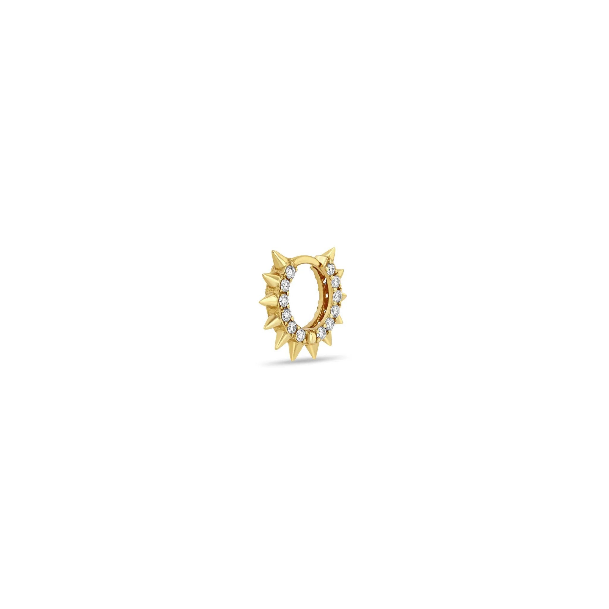 14k Pavé Diamond Spiked Hinge Huggie Hoop sold by Zoe Chicco product image thumbnail 3