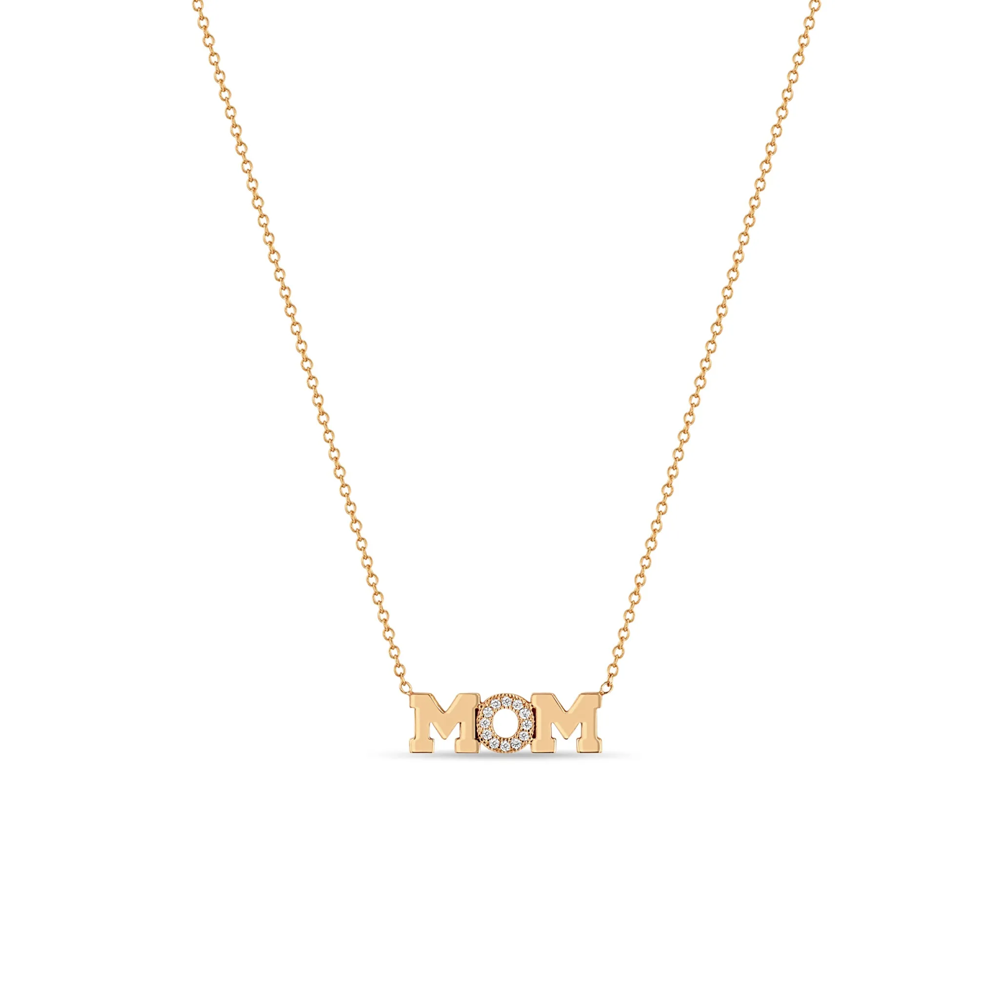 14k Gold Pavé Diamond MOM Necklace sold by Zoe Chicco product image thumbnail 3