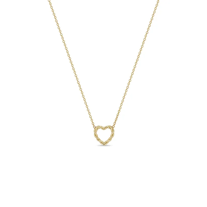 14k Gold Small Twisted Heart Necklace sold by Zoe Chicco