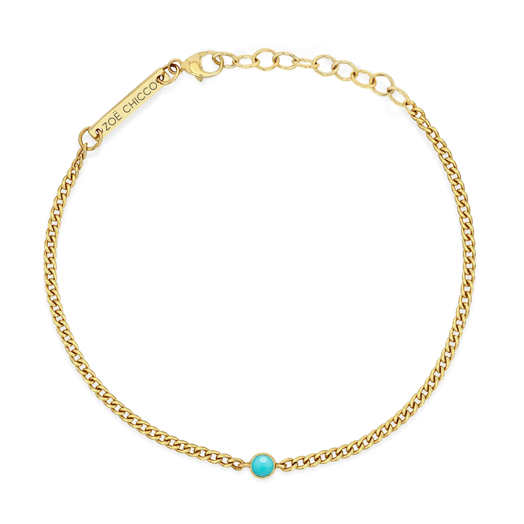 14k Turquoise Bezel XS Curb Chain Bracelet sold by Zoe Chicco product image thumbnail 3