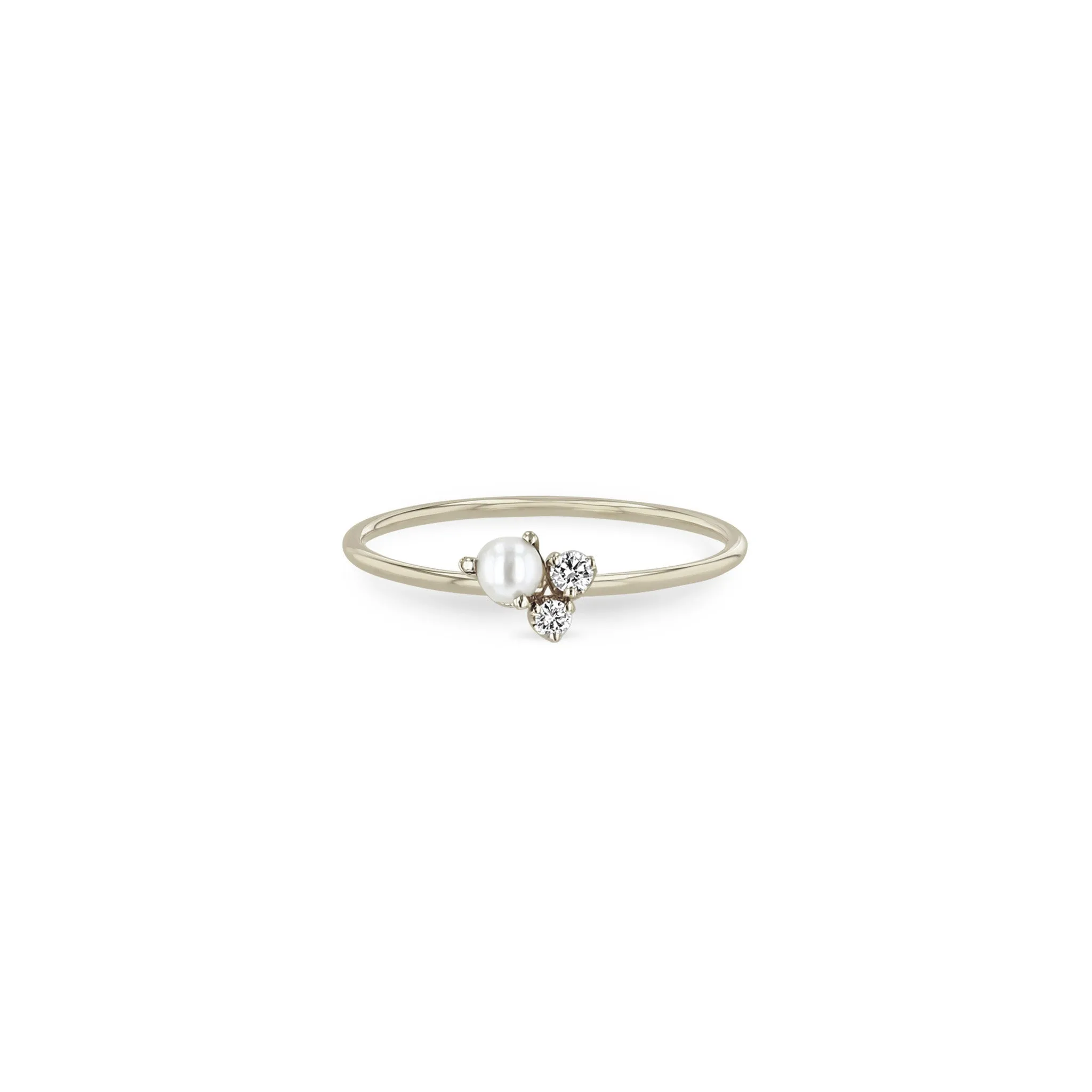 14k Mixed Prong Diamond & Pearl Cluster Ring sold by Zoe Chicco product image thumbnail 3