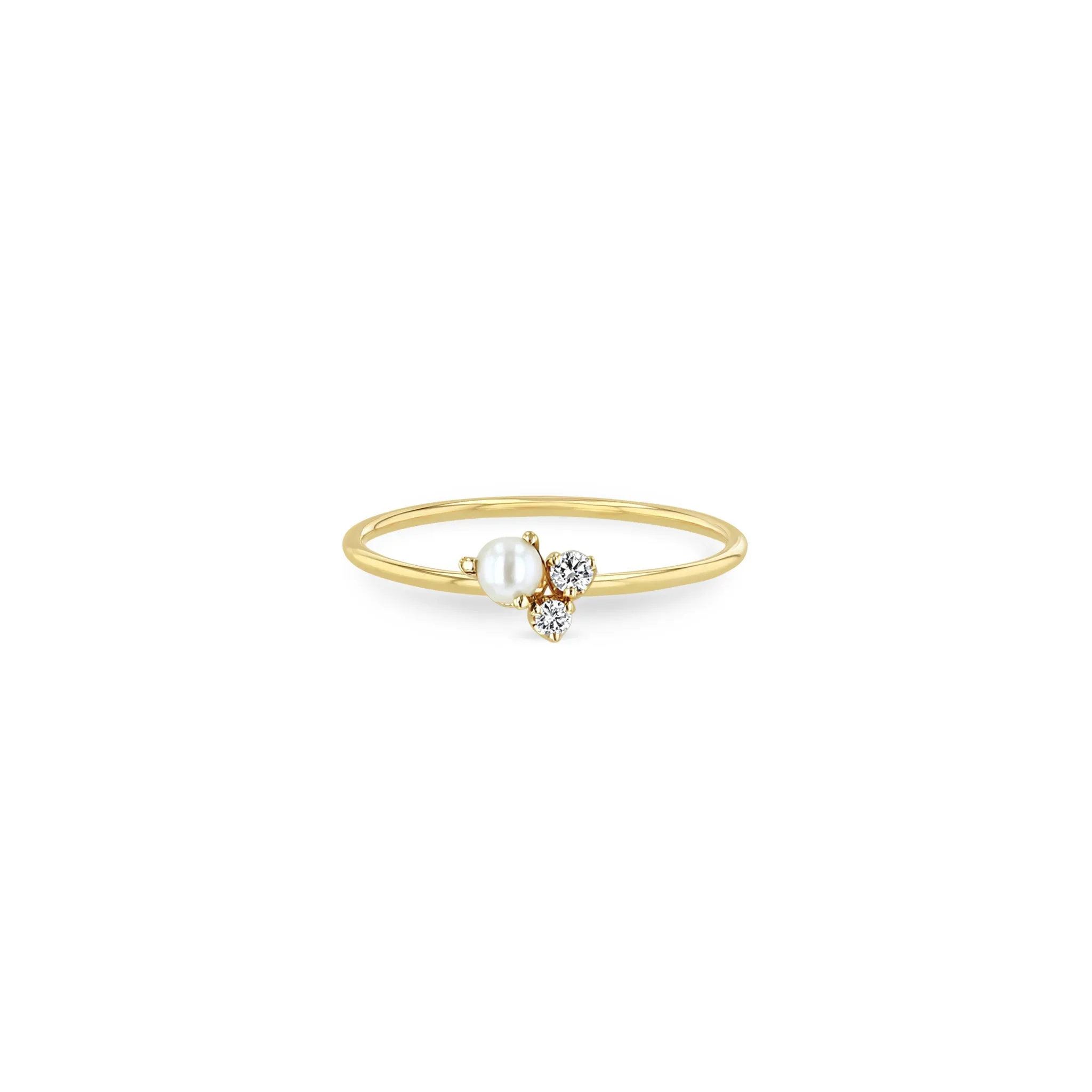 14k Mixed Prong Diamond & Pearl Cluster Ring sold by Zoe Chicco