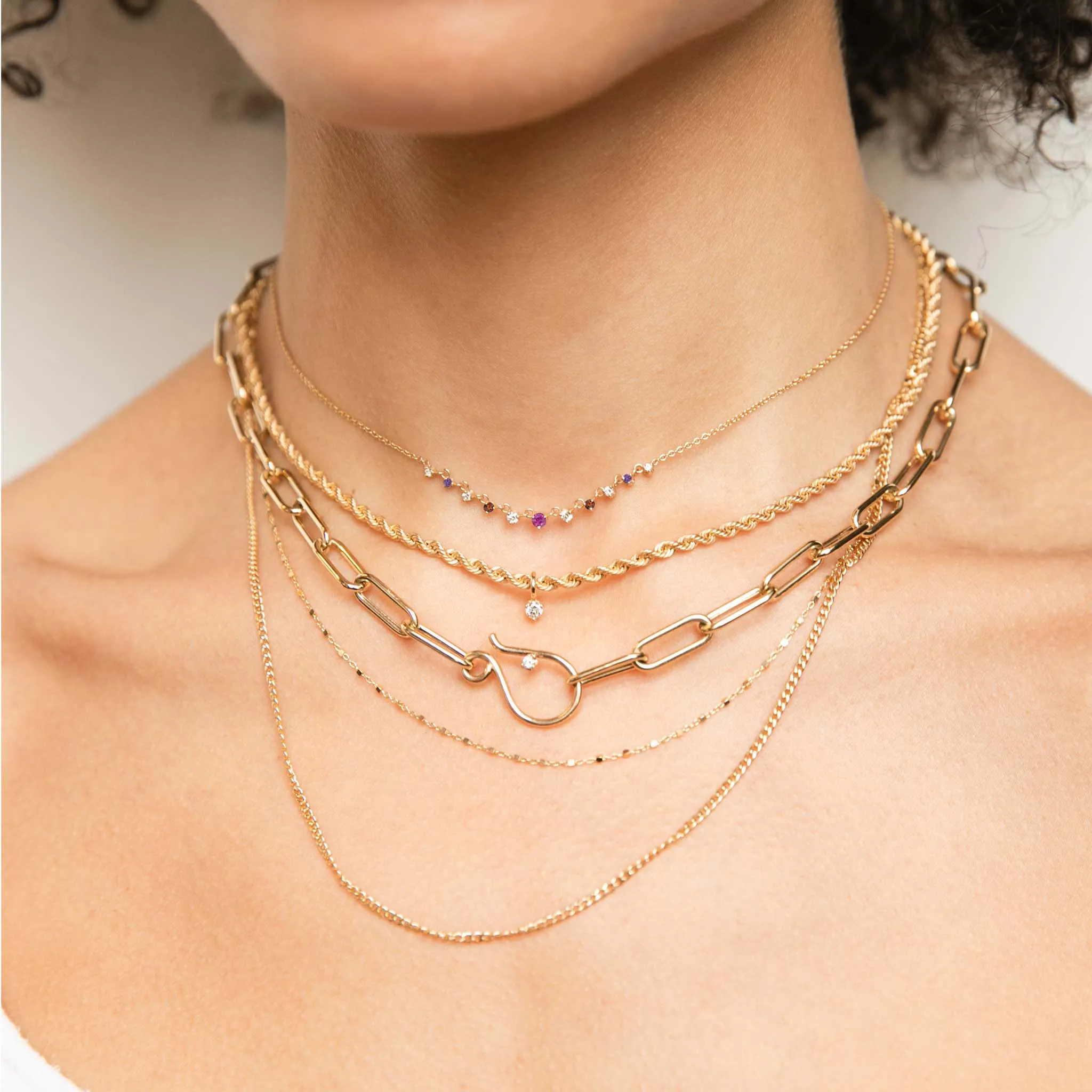 14k Linked Graduated Pink Ombre Gemstone Necklace sold by Zoe Chicco product image thumbnail 2