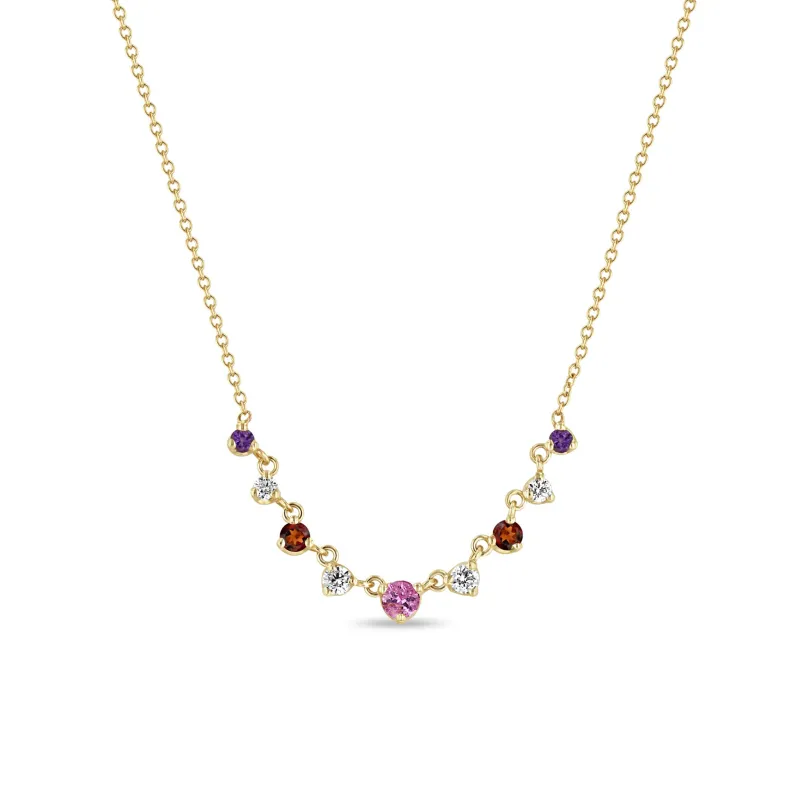 14k Linked Graduated Pink Ombre Gemstone Necklace sold by Zoe Chicco