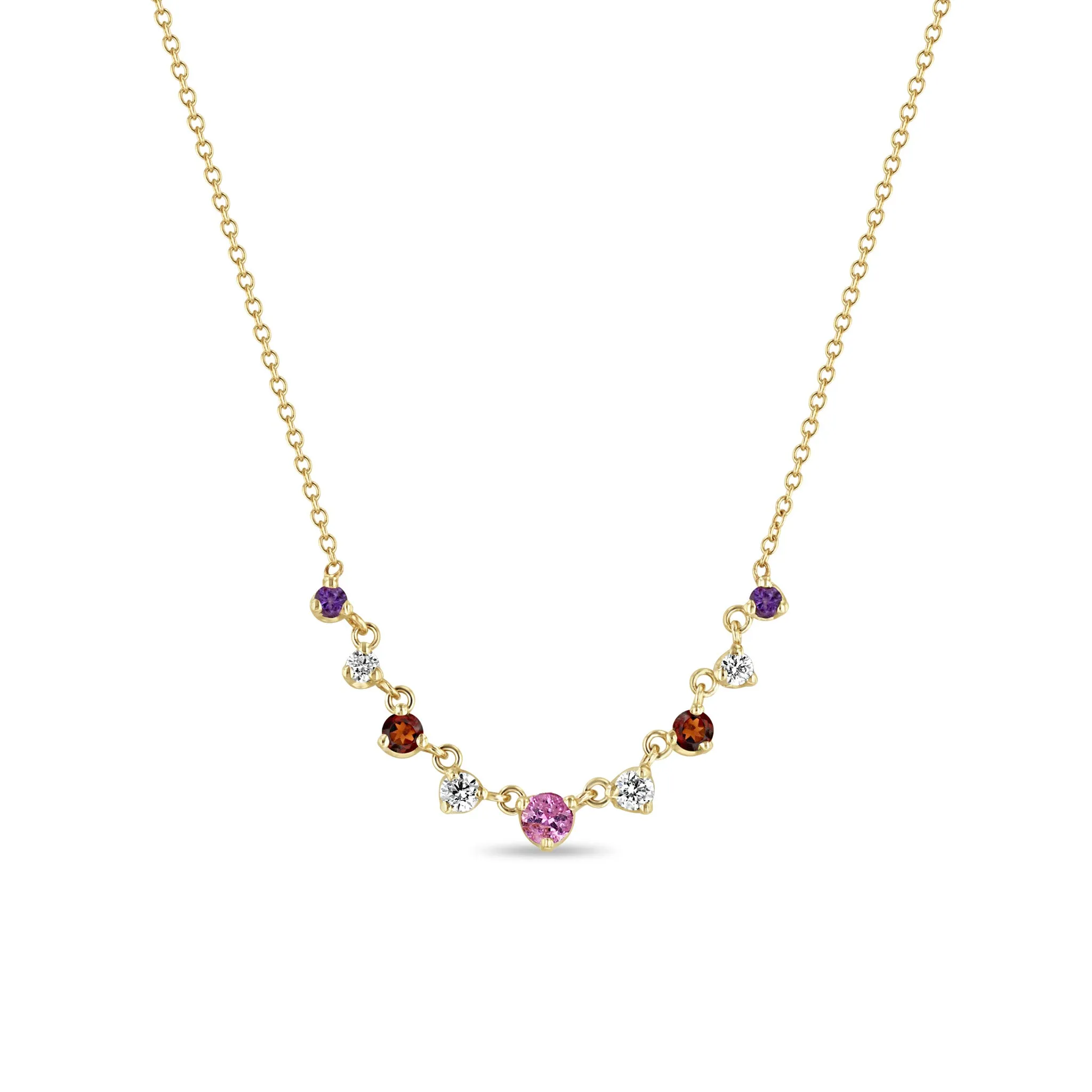 14k Linked Graduated Pink Ombre Gemstone Necklace sold by Zoe Chicco