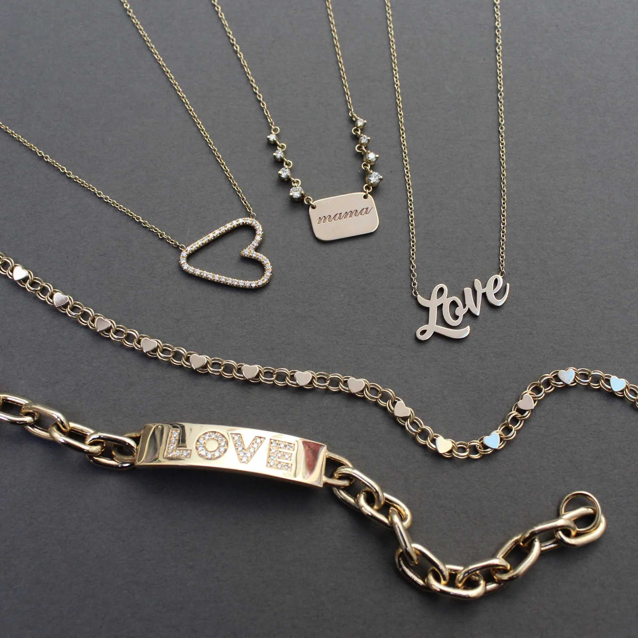 14k Pavé Diamond LOVE Extra Large Square Oval Chain ID Bracelet sold by Zoe Chicco product image thumbnail 2