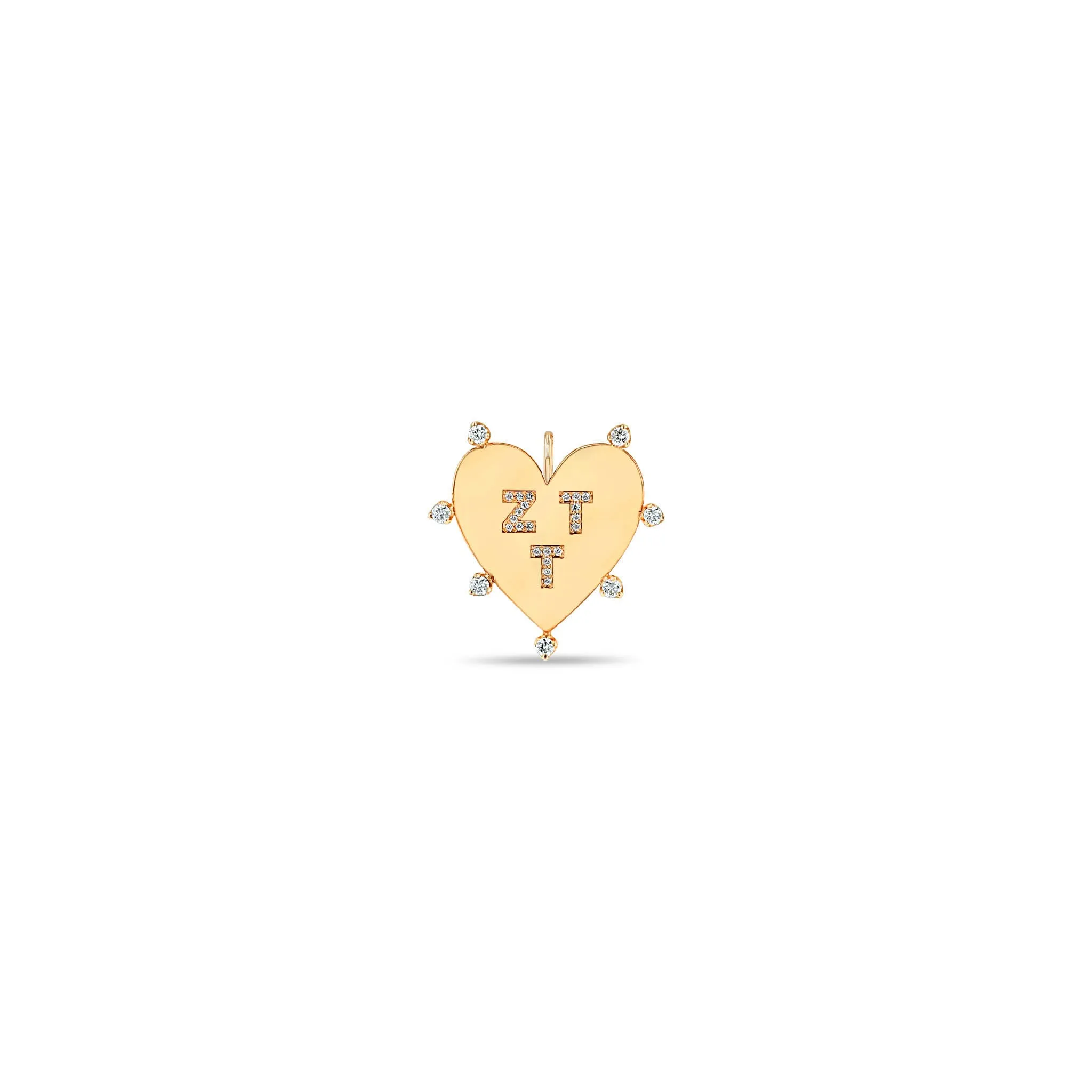 14k Single 7 Prong Diamond Pavé Diamond Initials Heart Charm sold by Zoe Chicco product image thumbnail 3