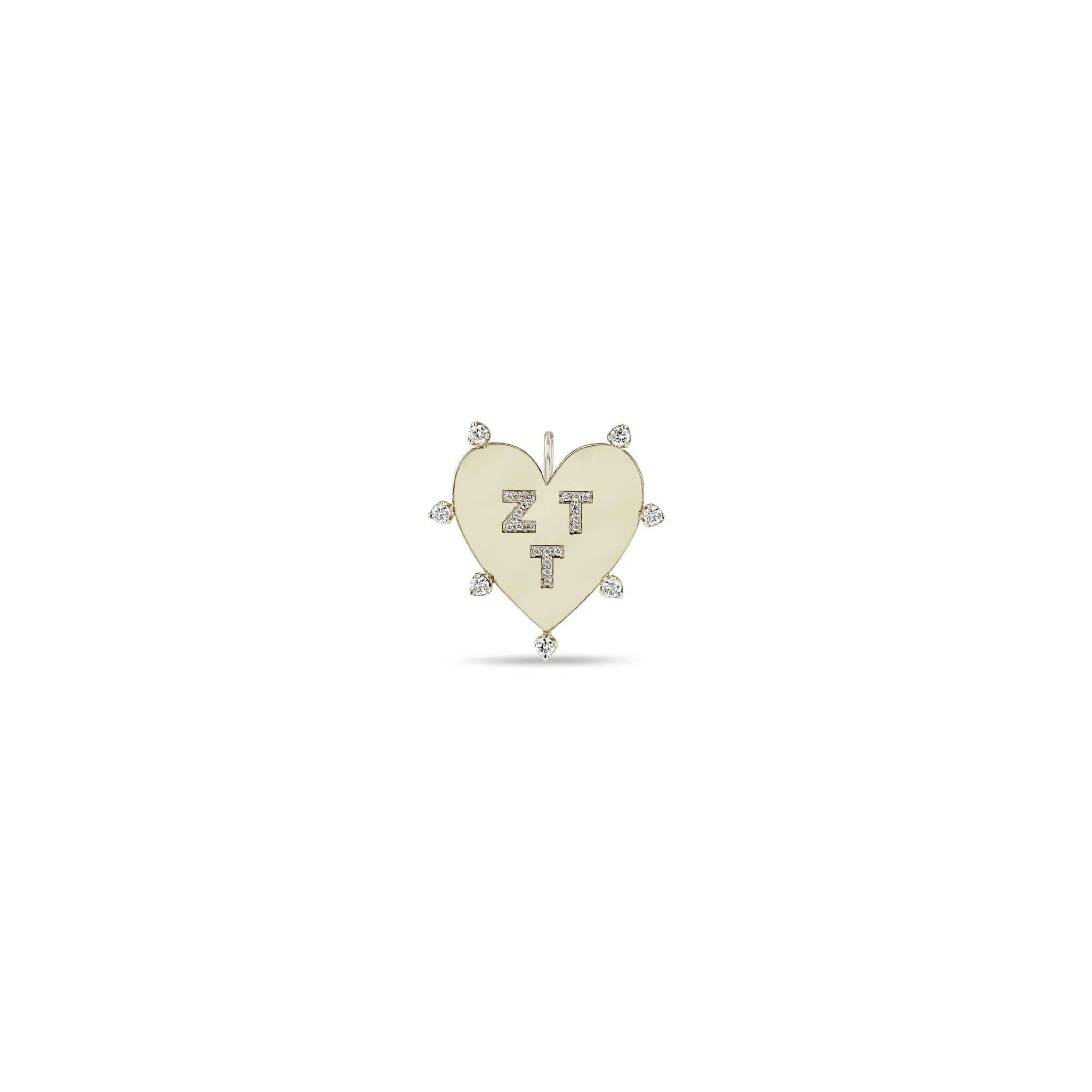 14k Single 7 Prong Diamond Pavé Diamond Initials Heart Charm sold by Zoe Chicco product image thumbnail 4