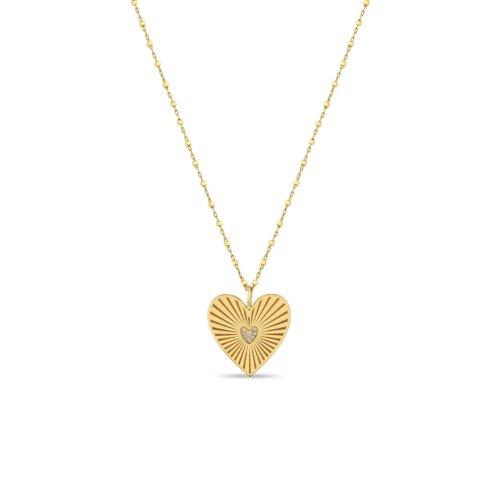 14k Medium Pavé Diamond Radiant Heart Medallion Necklace sold by Zoe Chicco