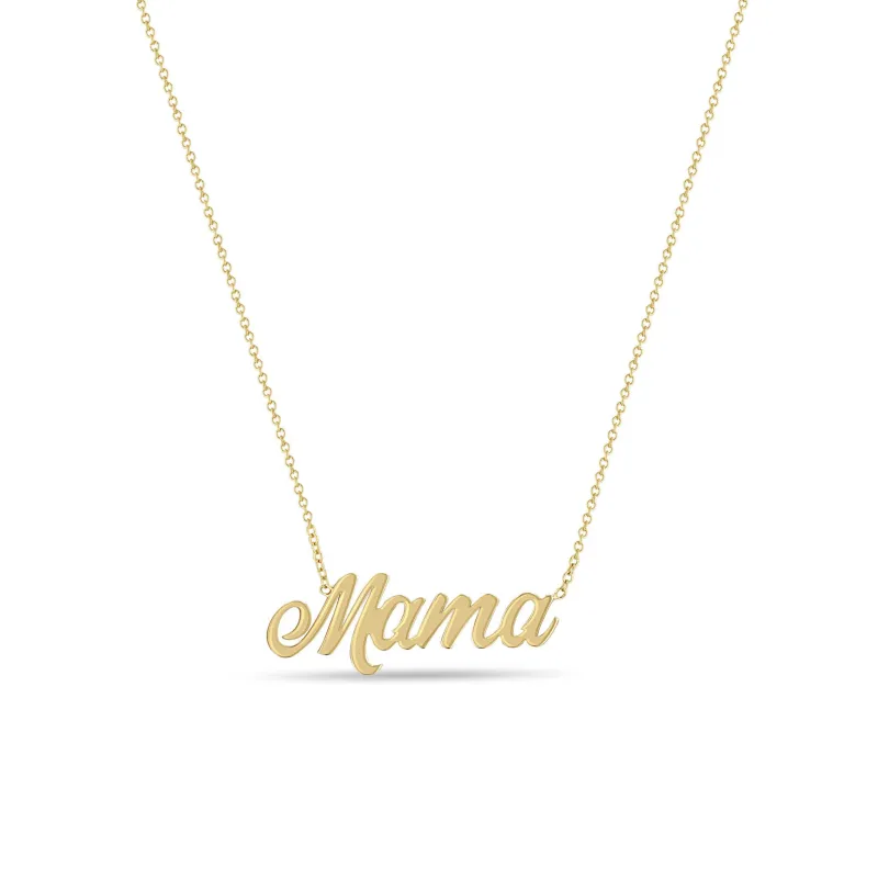 14k Gold Script Letter Mama Necklace sold by Zoe Chicco