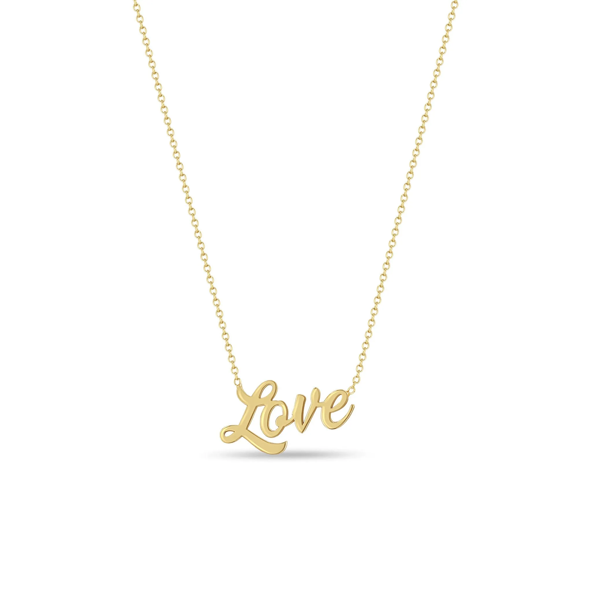 14k Gold Script Letter Love Necklace sold by Zoe Chicco