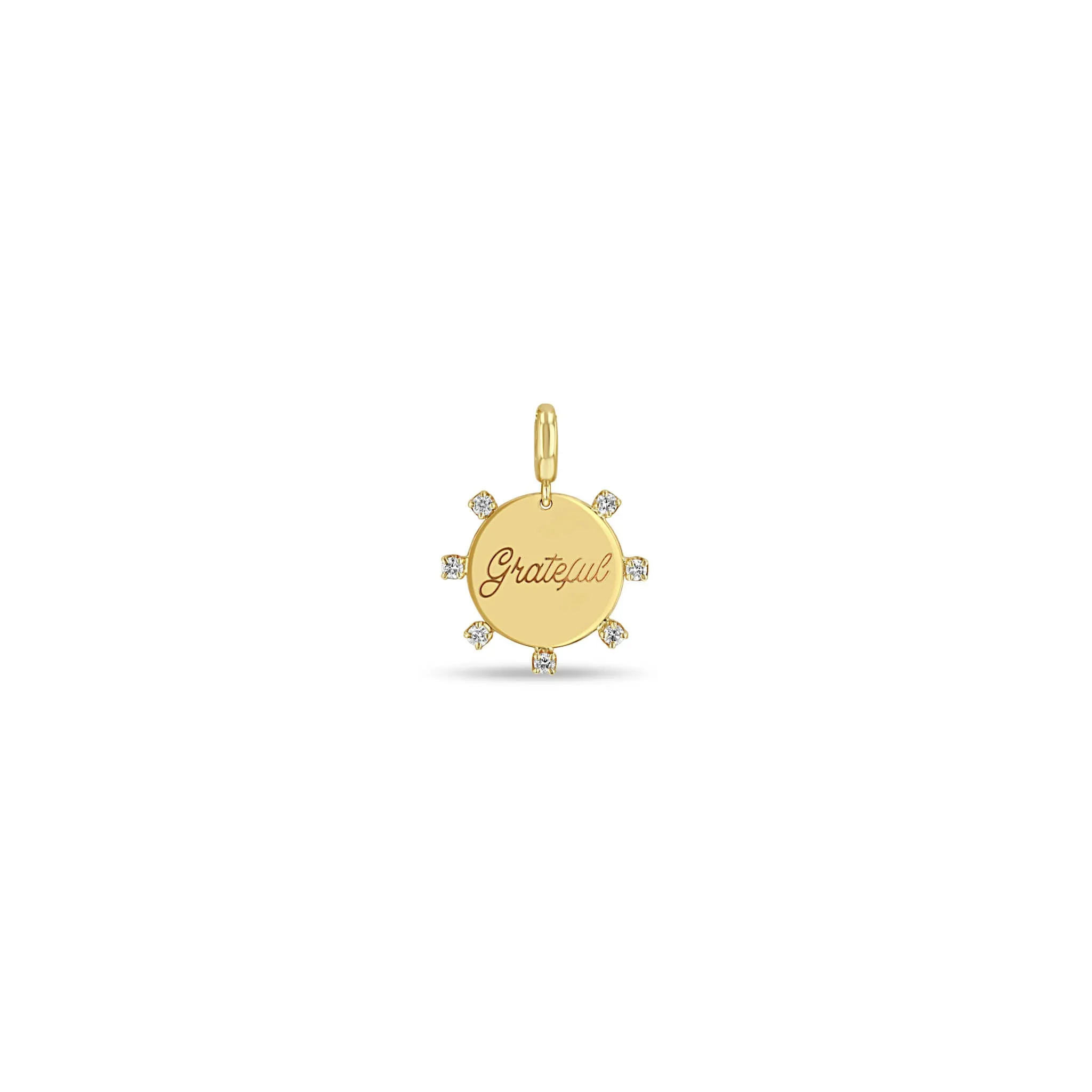 14k Single Small Amore Disc with Prong Diamonds Charm sold by Zoe Chicco product image thumbnail 5