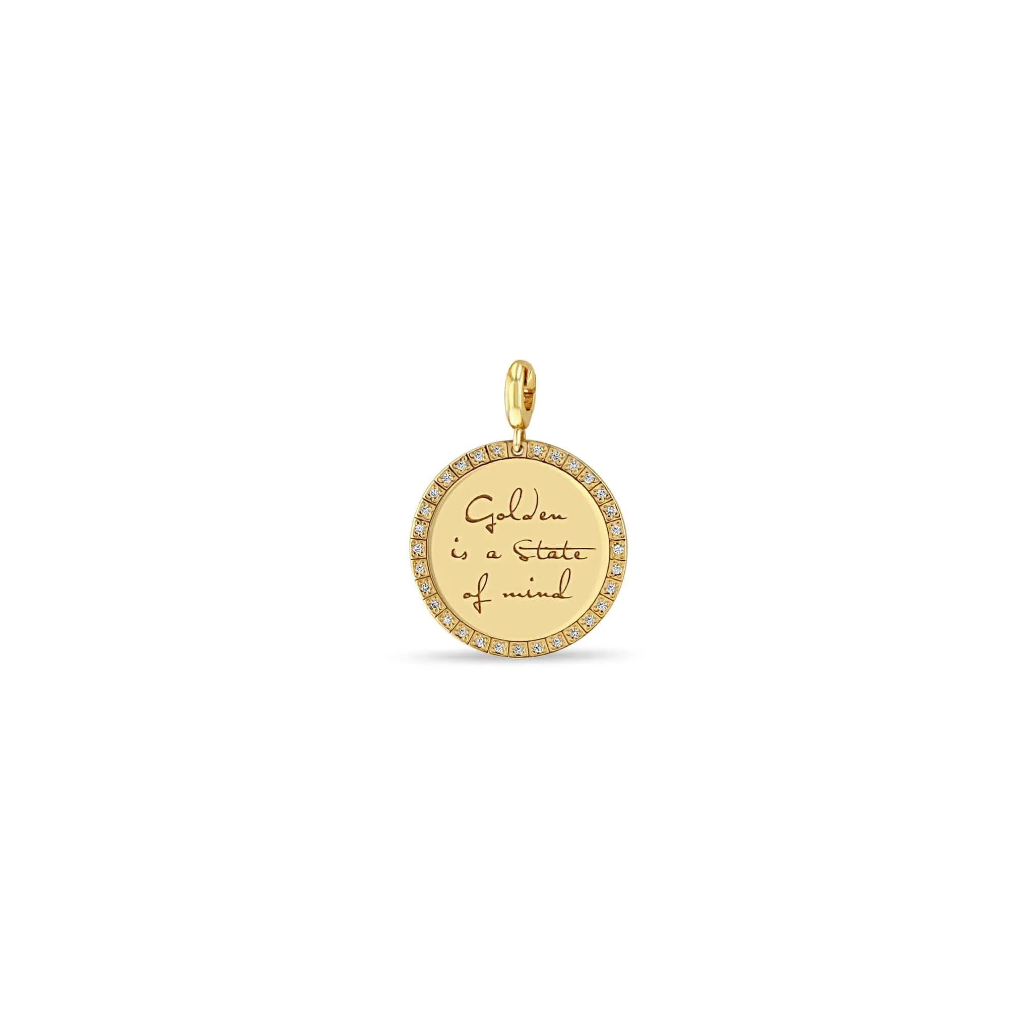 14k Single Medium Mantra with Diamond Border Charm sold by Zoe Chicco product image thumbnail 5