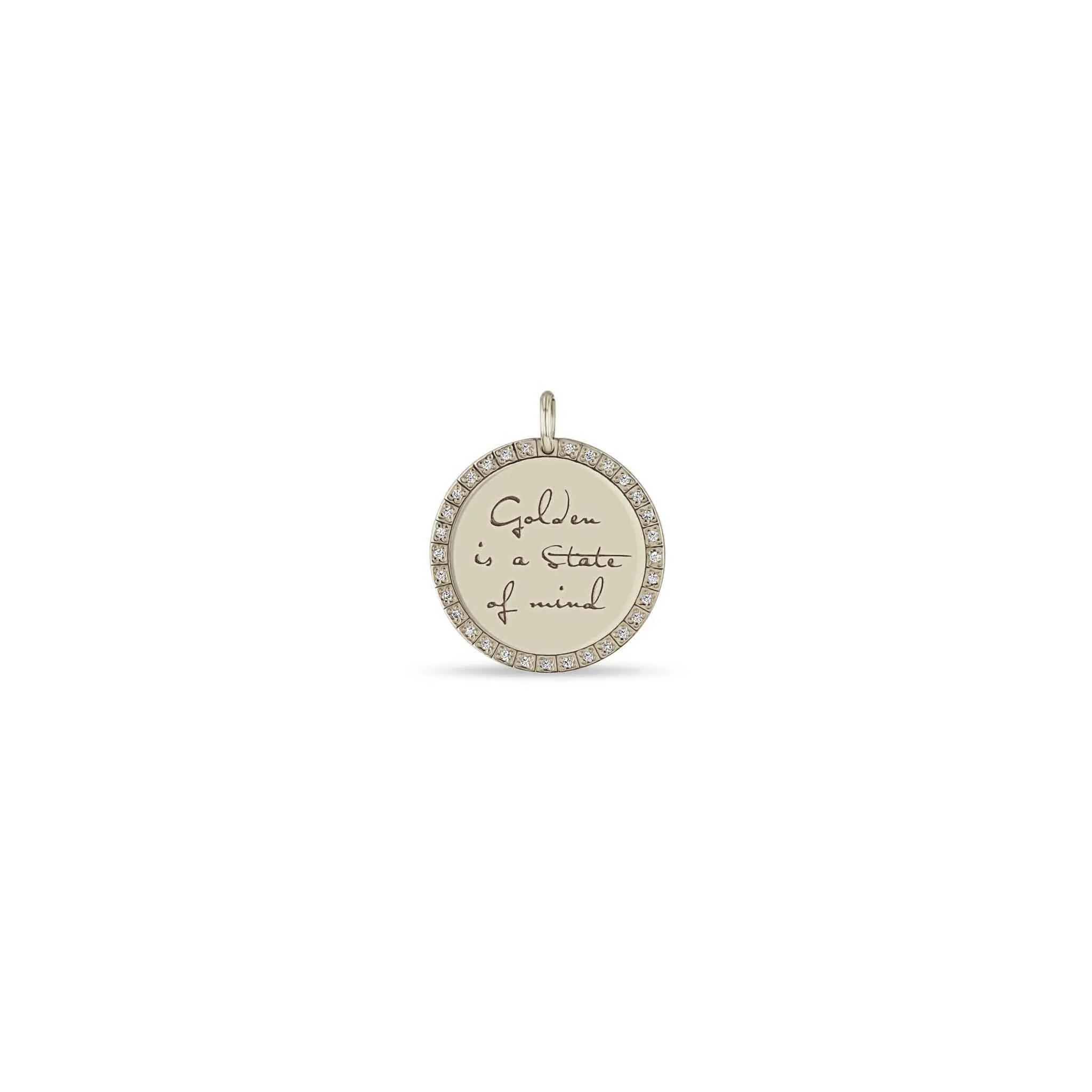 14k Single Medium Mantra with Diamond Border Charm sold by Zoe Chicco product image thumbnail 4