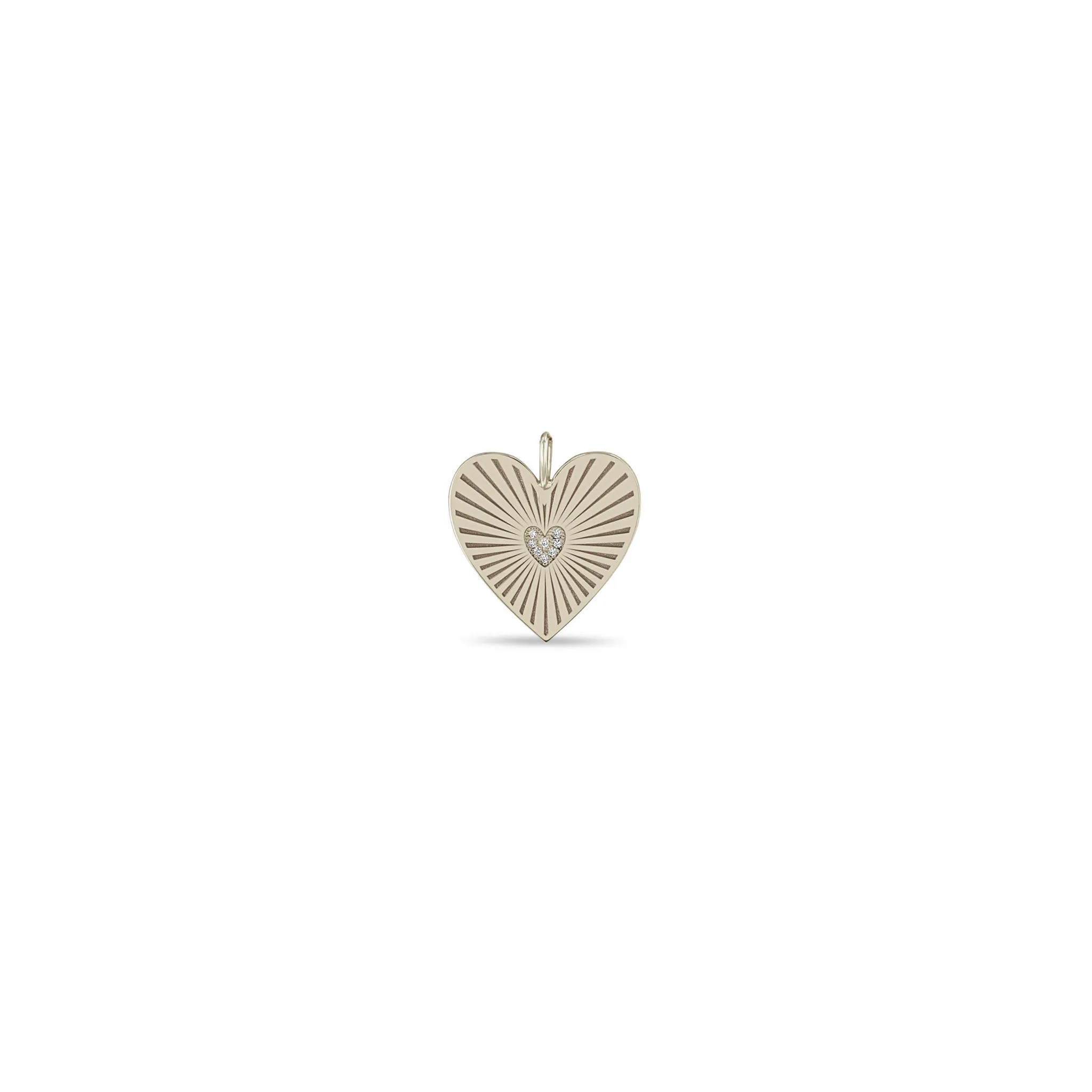 14k Single Medium Pavé Diamond Radiant Heart Medallion Charm Pendant sold by Zoe Chicco product image thumbnail 3