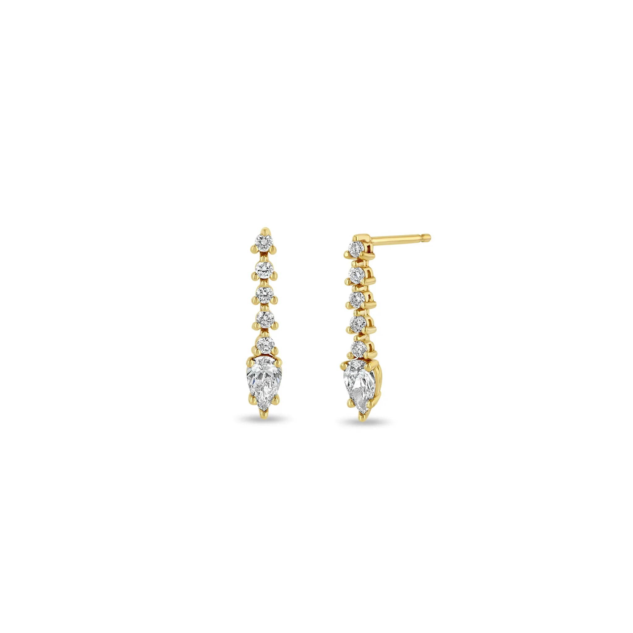 14k Diamond Tennis with Pear Diamond Short Drop Earrings sold by Zoe Chicco