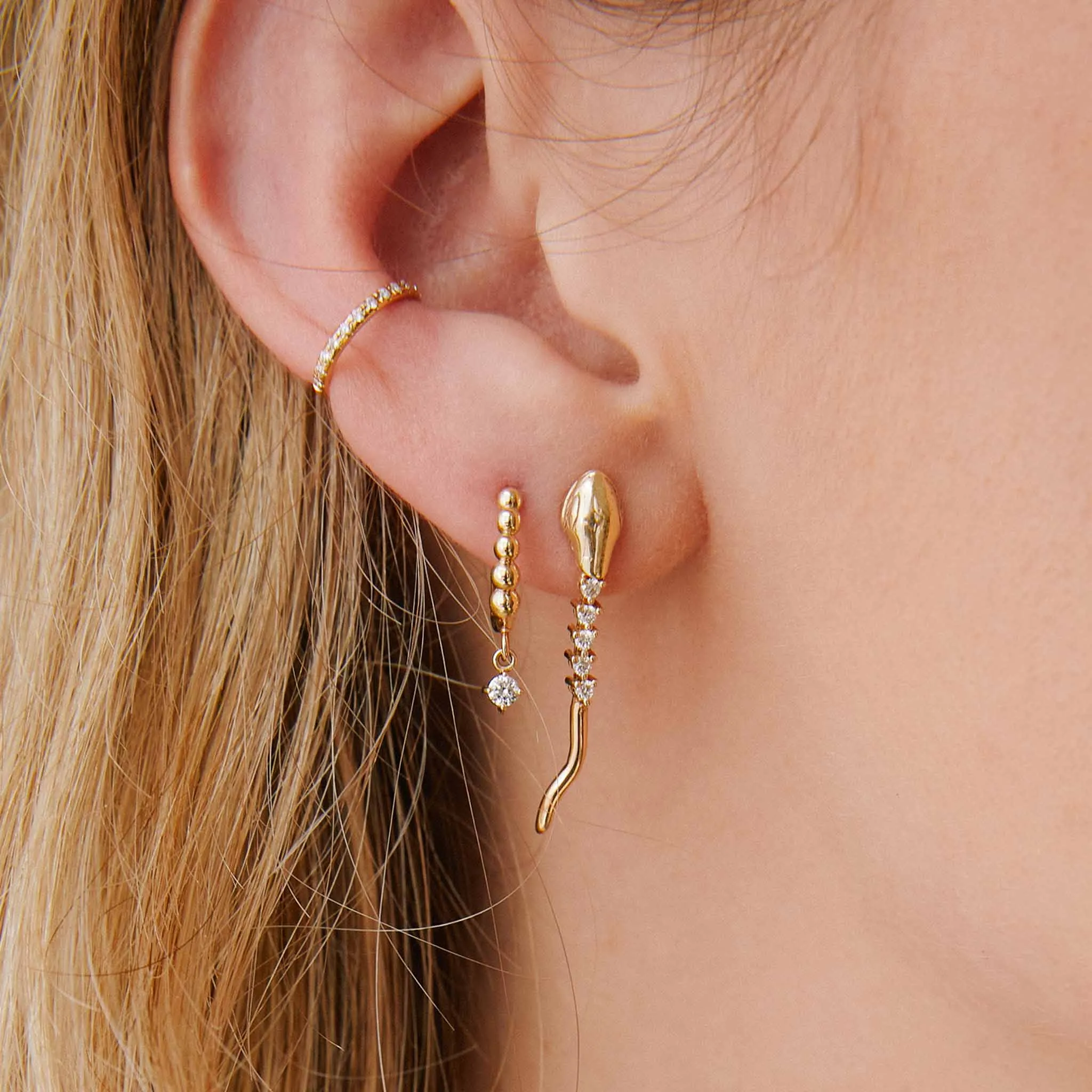 14k Diamond Tennis Snake Drop Earrings sold by Zoe Chicco product image thumbnail 3