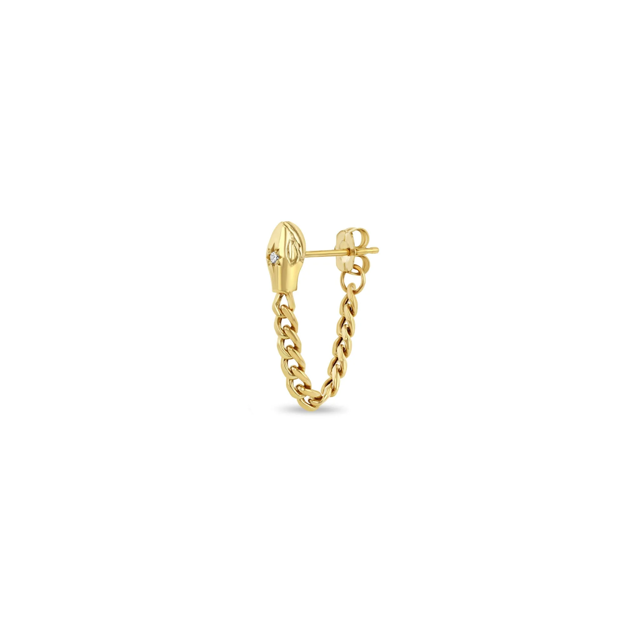 14k Diamond Snake Head Curb Chain Huggie Earrings sold by Zoe Chicco product image thumbnail 2