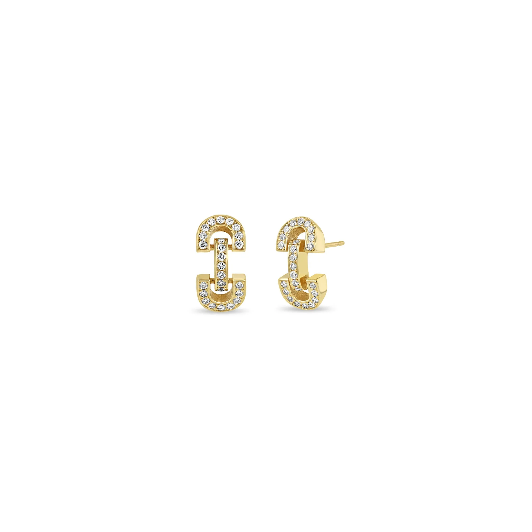 14k Vintage Pavé Diamond Horsebit Link Studs sold by Zoe Chicco