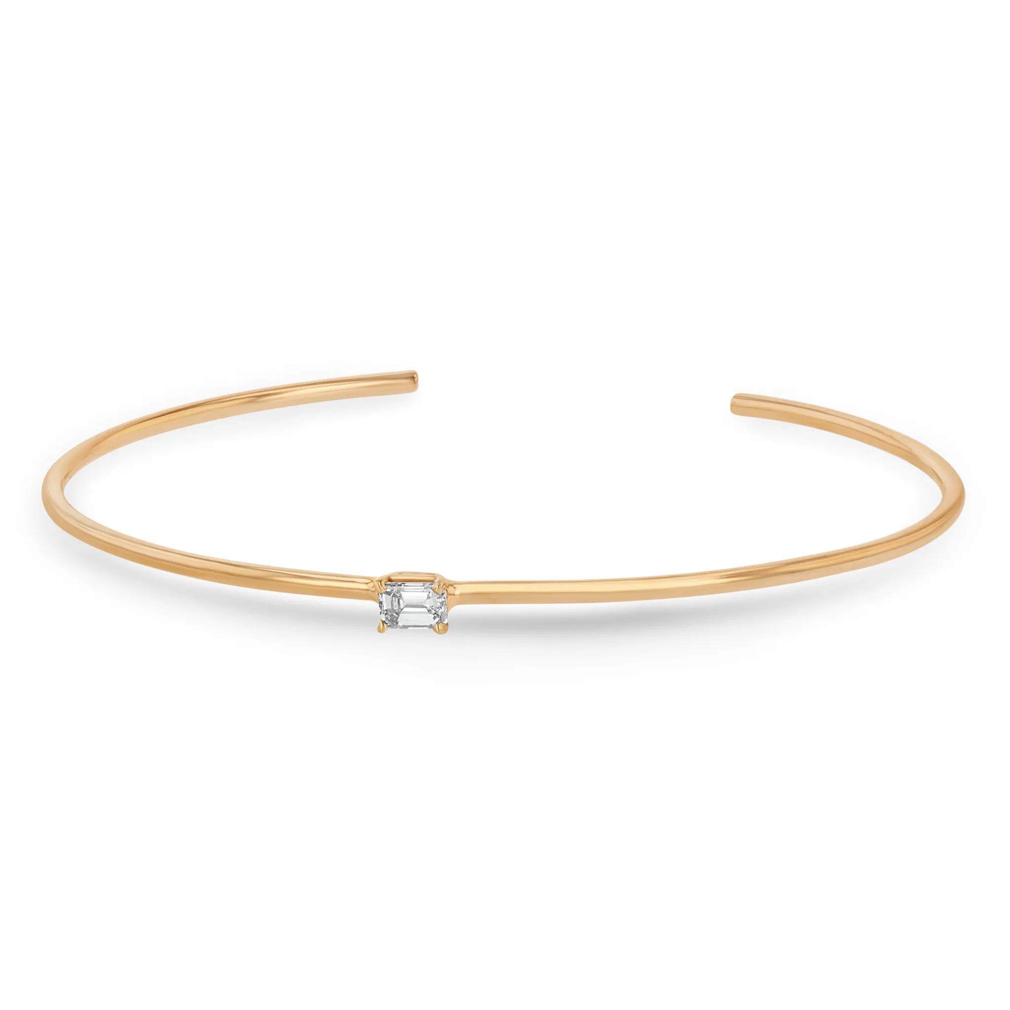 14k Single Emerald Cut Diamond Cuff sold by Zoe Chicco product image thumbnail 5