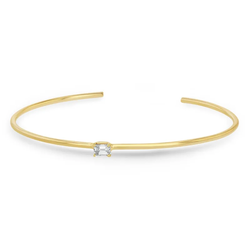 14k Single Emerald Cut Diamond Cuff sold by Zoe Chicco