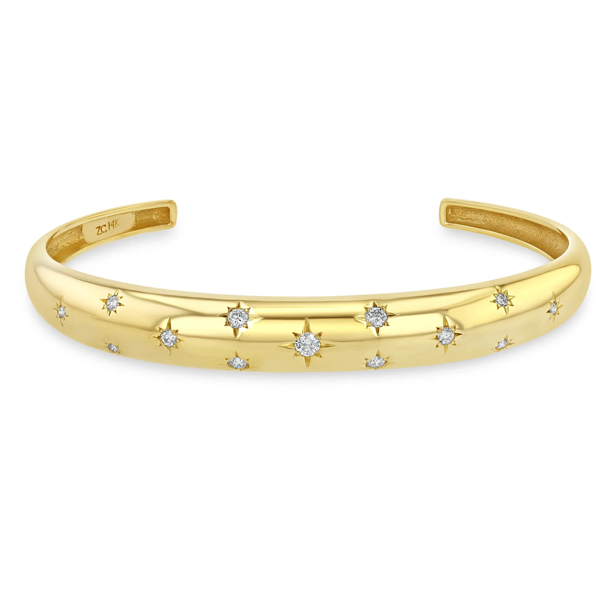 14k Scattered Star Set Diamonds Small Aura Cuff sold by Zoe Chicco