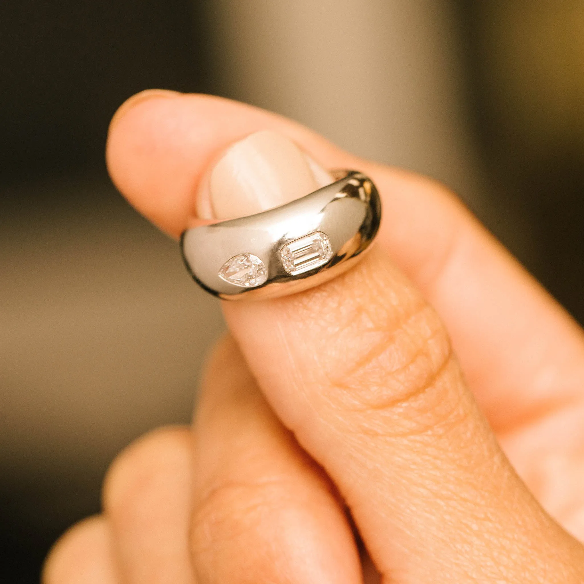 Platinum Medium Aura Ring with Mixed Pear & Emerald Cut Diamonds - SALE sold by Zoe Chicco product image thumbnail 2