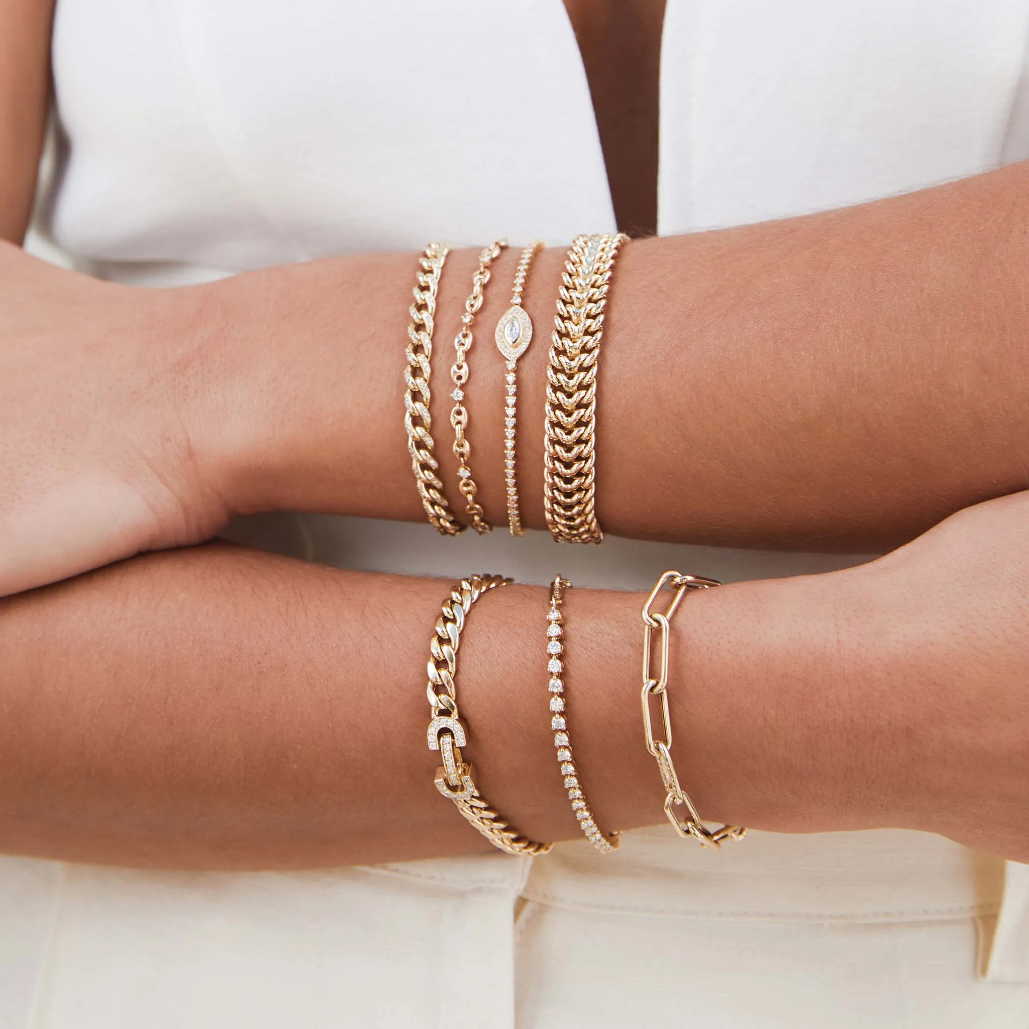 14k Single Pavé Diamond Link Large Paperclip Chain Bracelet sold by Zoe Chicco product image thumbnail 3