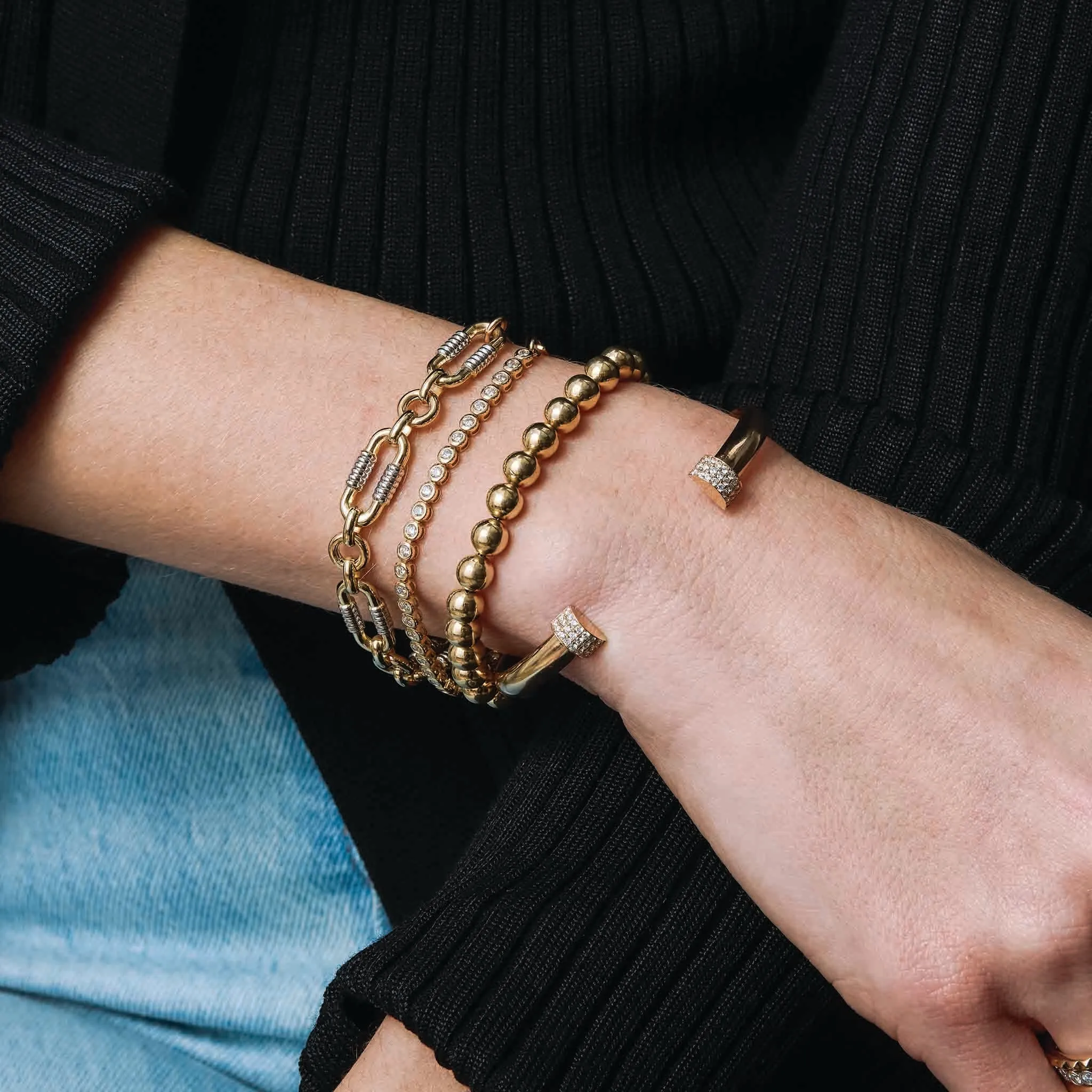 14k Pavé Diamond Door Knocker Cuff sold by Zoe Chicco product image thumbnail 2