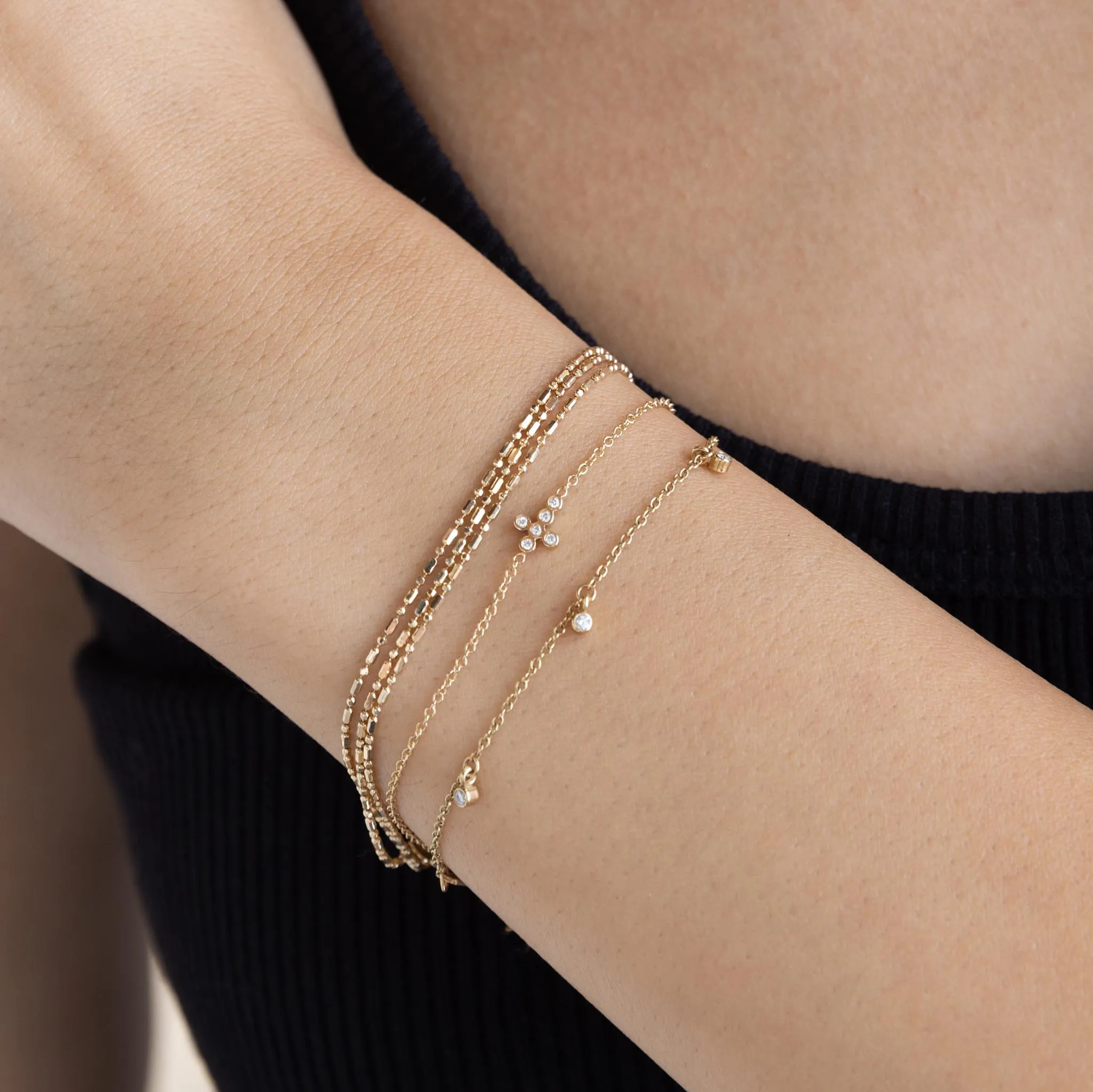 14k Gold Triple Strand Tube Bar Chain Bracelet sold by Zoe Chicco product image thumbnail 4